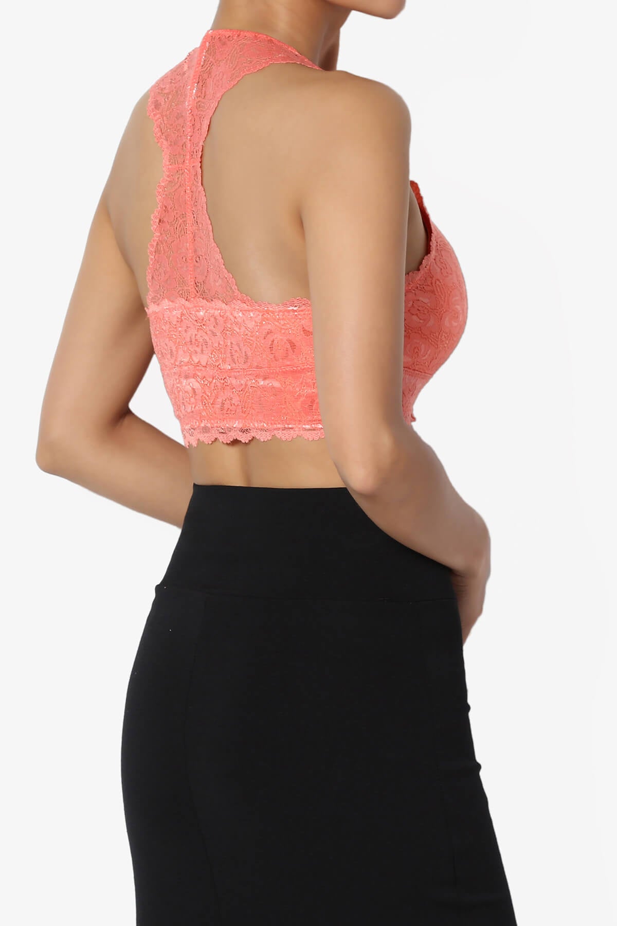 Baja Padded Lace Bralette Crop Tank Top CORAL_4