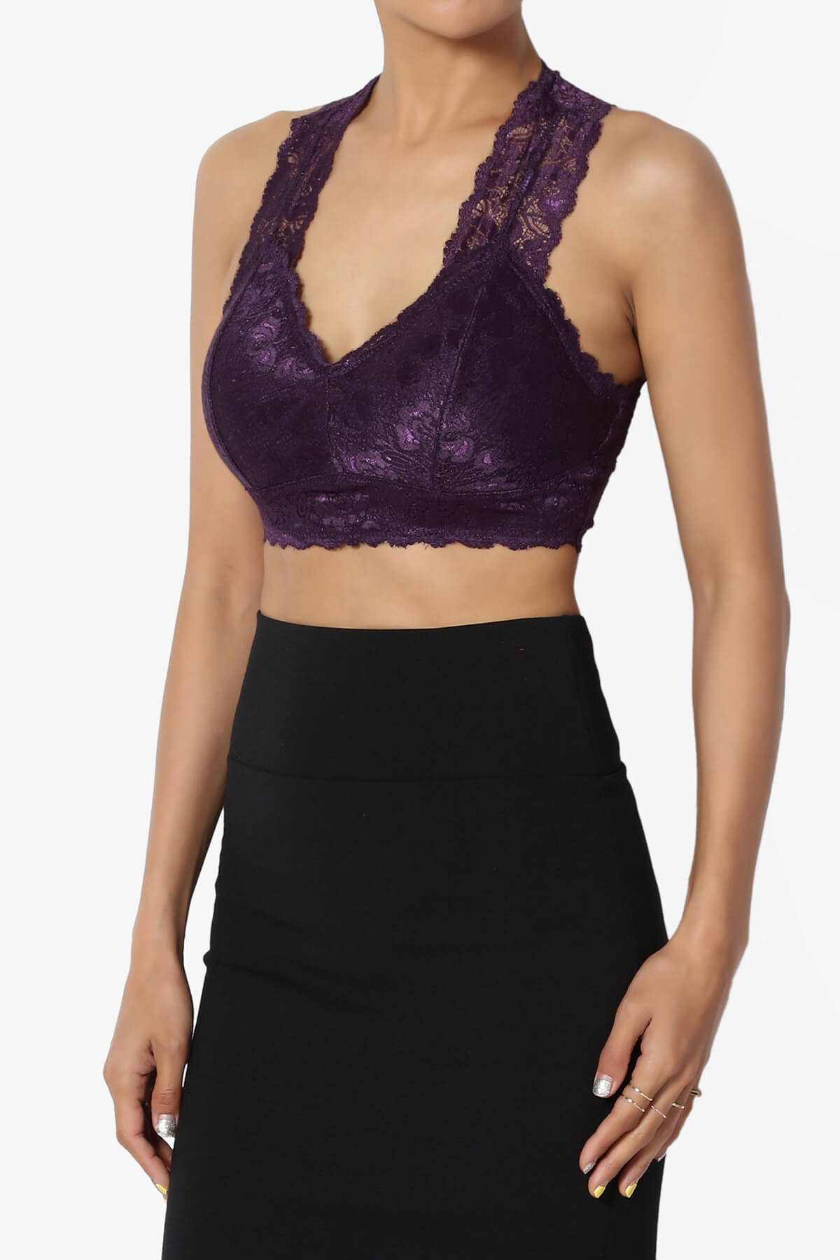 Baja Padded Lace Bralette Crop Tank Top DARK PURPLE_3
