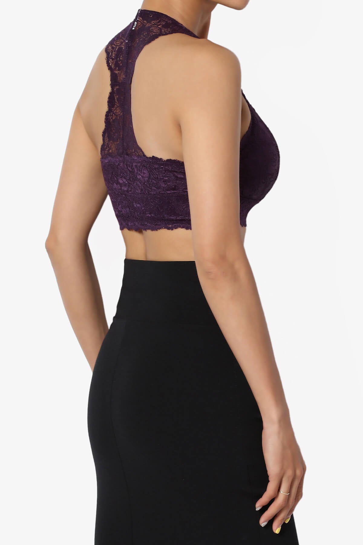 Baja Padded Lace Bralette Crop Tank Top DARK PURPLE_4