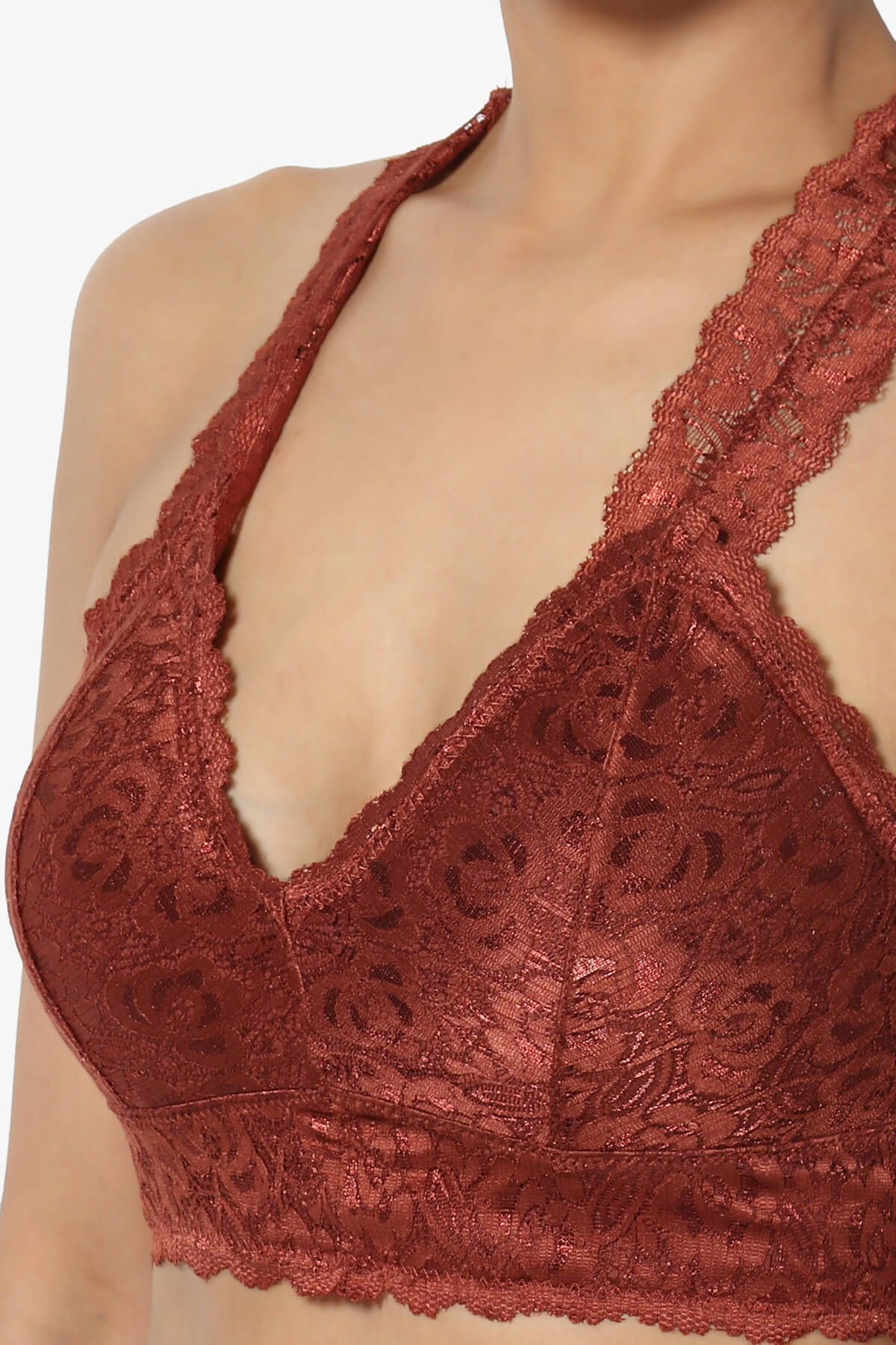 Baja Padded Lace Bralette Crop Tank Top DARK RUST_5