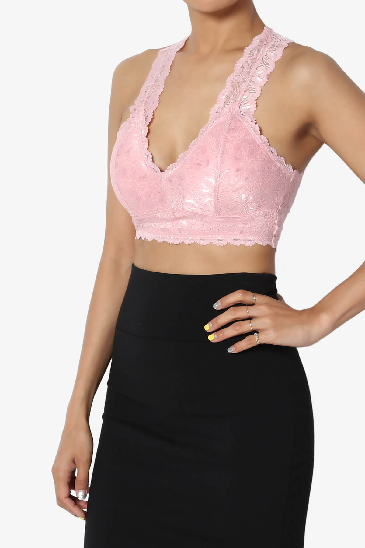Baja Padded Lace Bralette Crop Tank Top DUSTY PINK_3