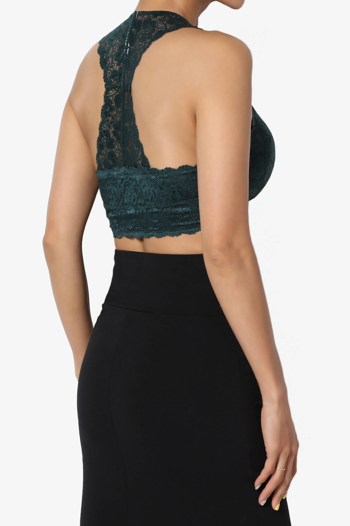 Baja Padded Lace Bralette Crop Tank Top HUNTER GREEN_4