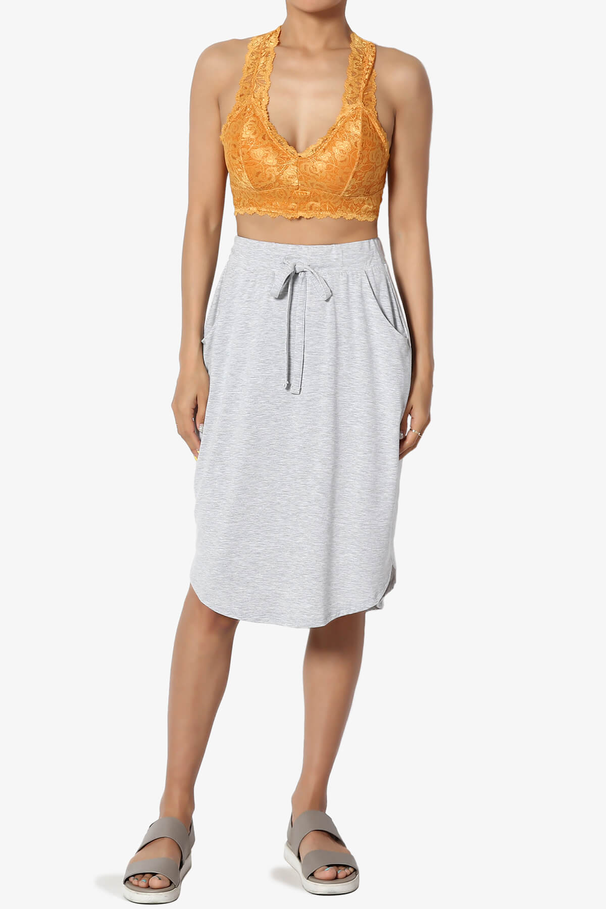 Baja Padded Lace Bralette Crop Tank Top MUSTARD_6