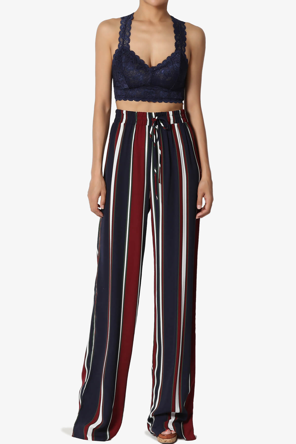 Baja Padded Lace Bralette Crop Tank Top NAVY_6