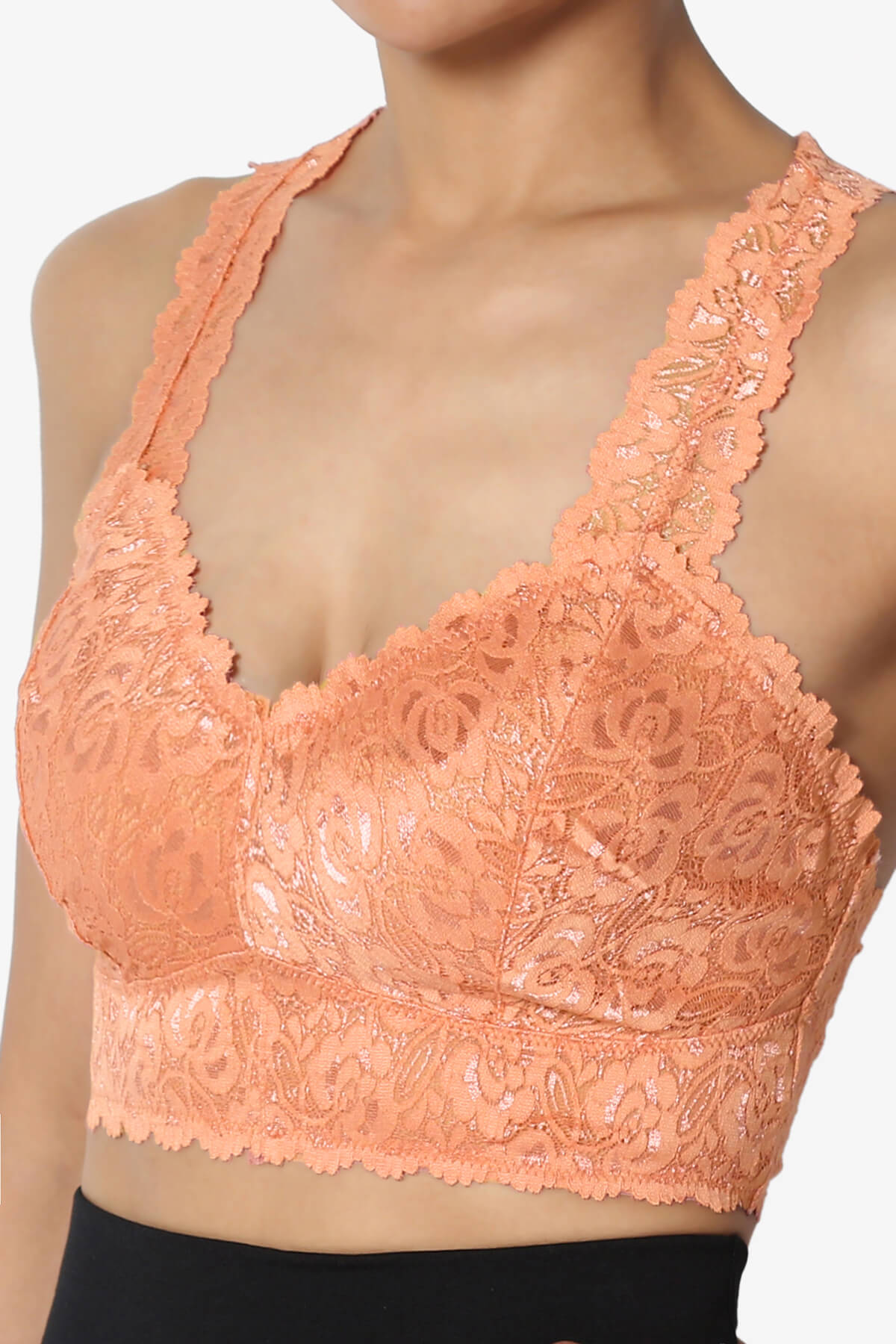 Baja Padded Lace Bralette Crop Tank Top PEACH_5