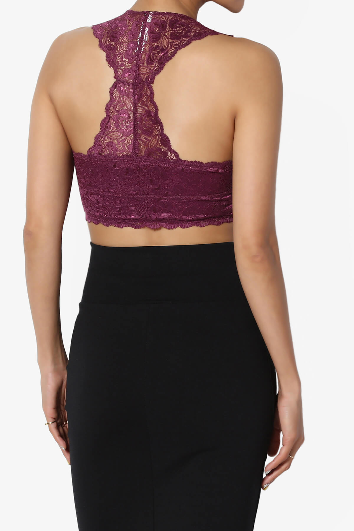 Baja Padded Lace Bralette Crop Tank Top PLUM_2