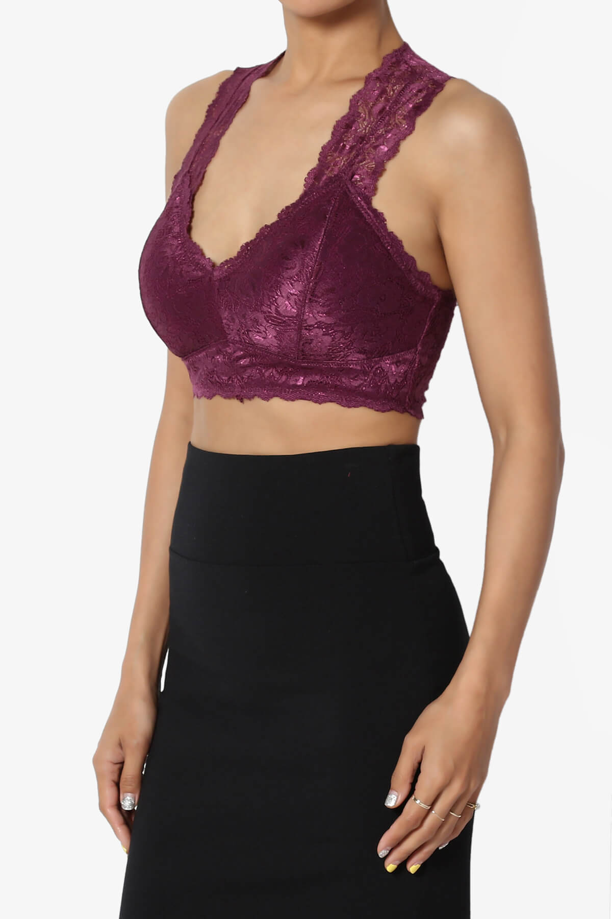 Baja Padded Lace Bralette Crop Tank Top PLUM_3