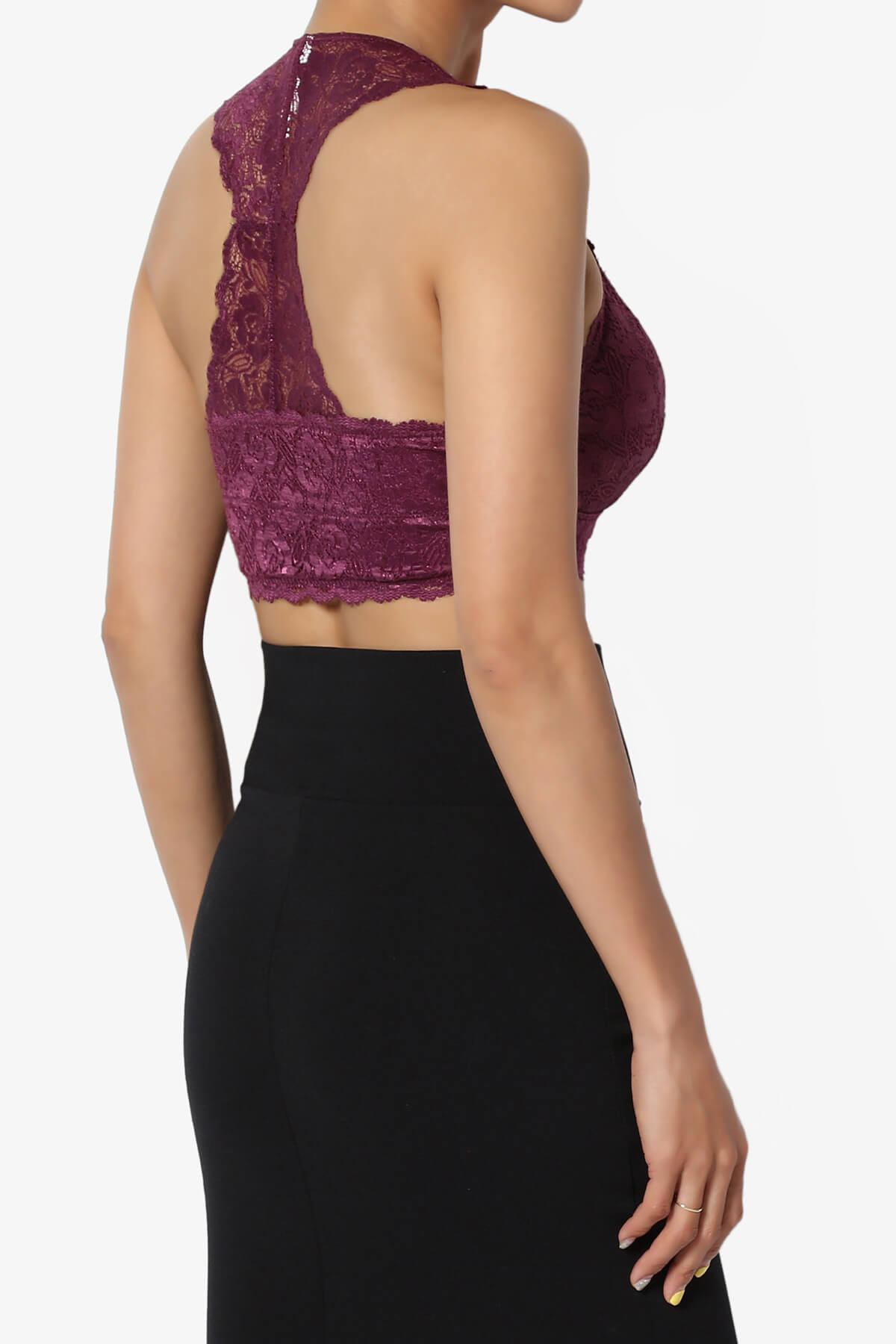 Baja Padded Lace Bralette Crop Tank Top PLUM_4