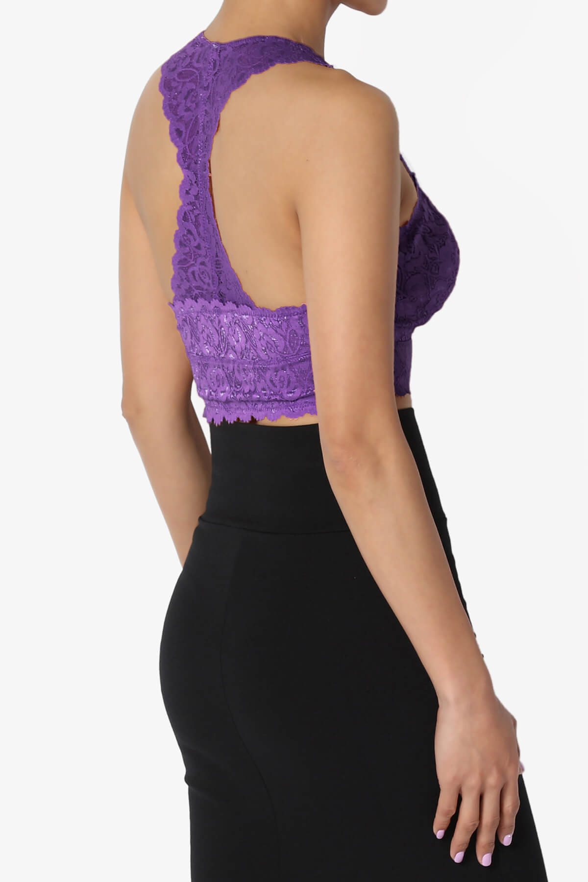 Baja Padded Lace Bralette Crop Tank Top PURPLE_4