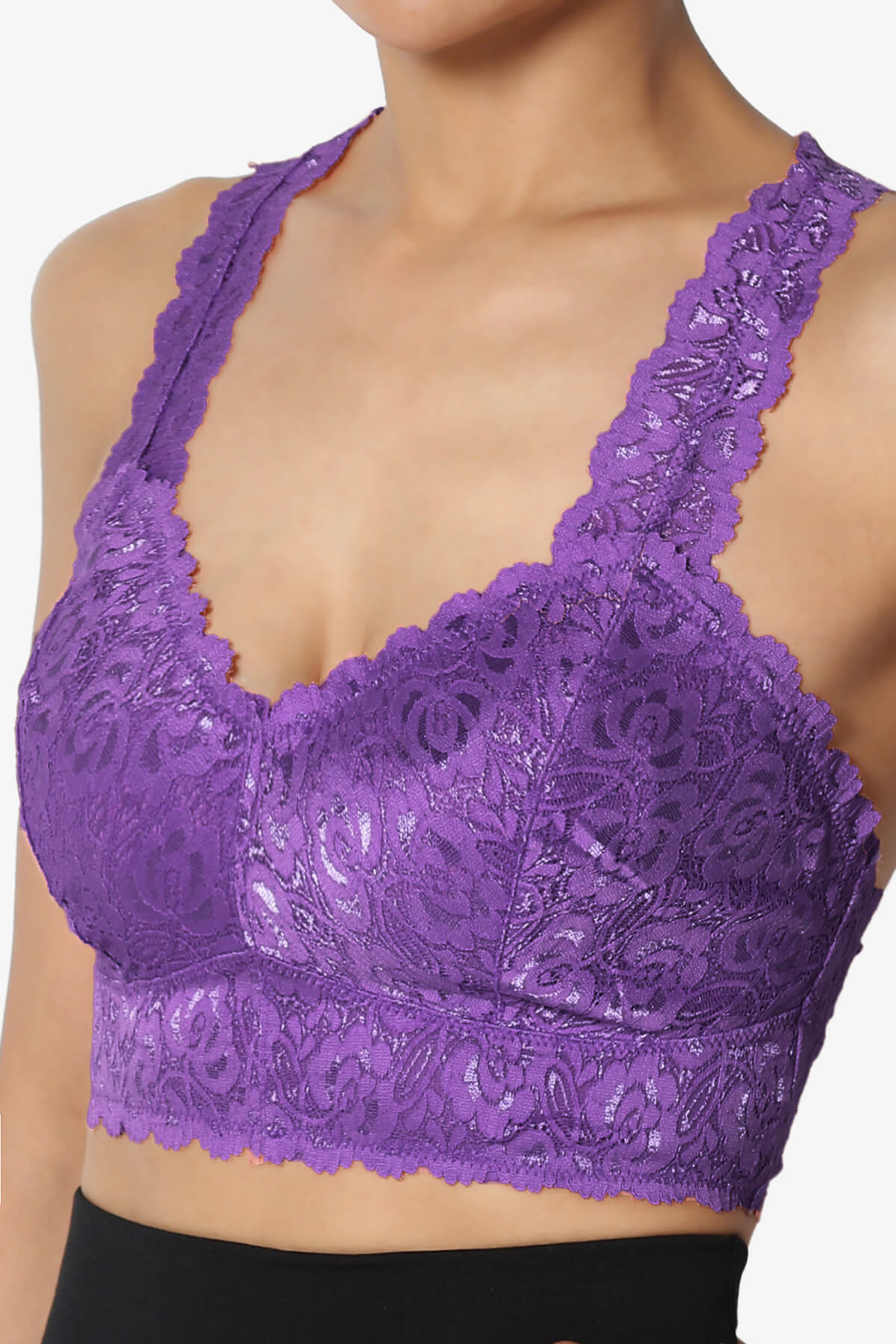 Baja Padded Lace Bralette Crop Tank Top PURPLE_5