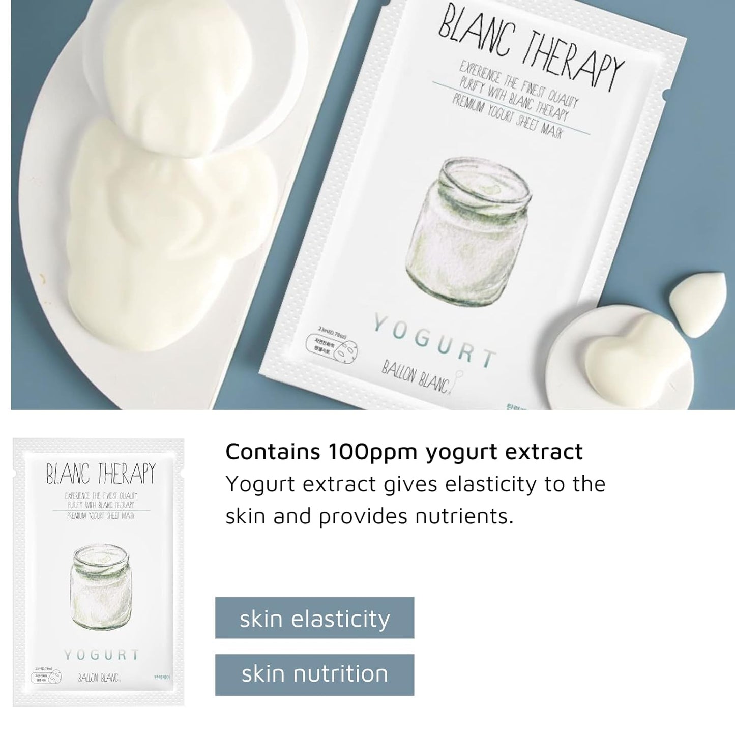 Ballon Blanc Therapy Premium Sheet Mask Variety 6-Pack – Collagen, Cica, Yogurt, Lavender, Berry & Carrot for All Skin Types (23ml x 6 Masks)