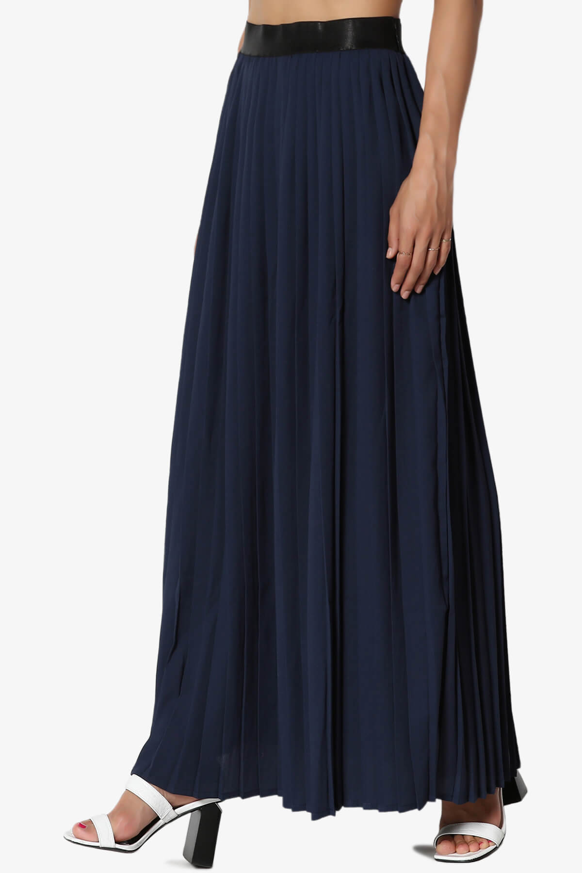 Barria Flowy Maxi Pleated Skirt NAVY_3