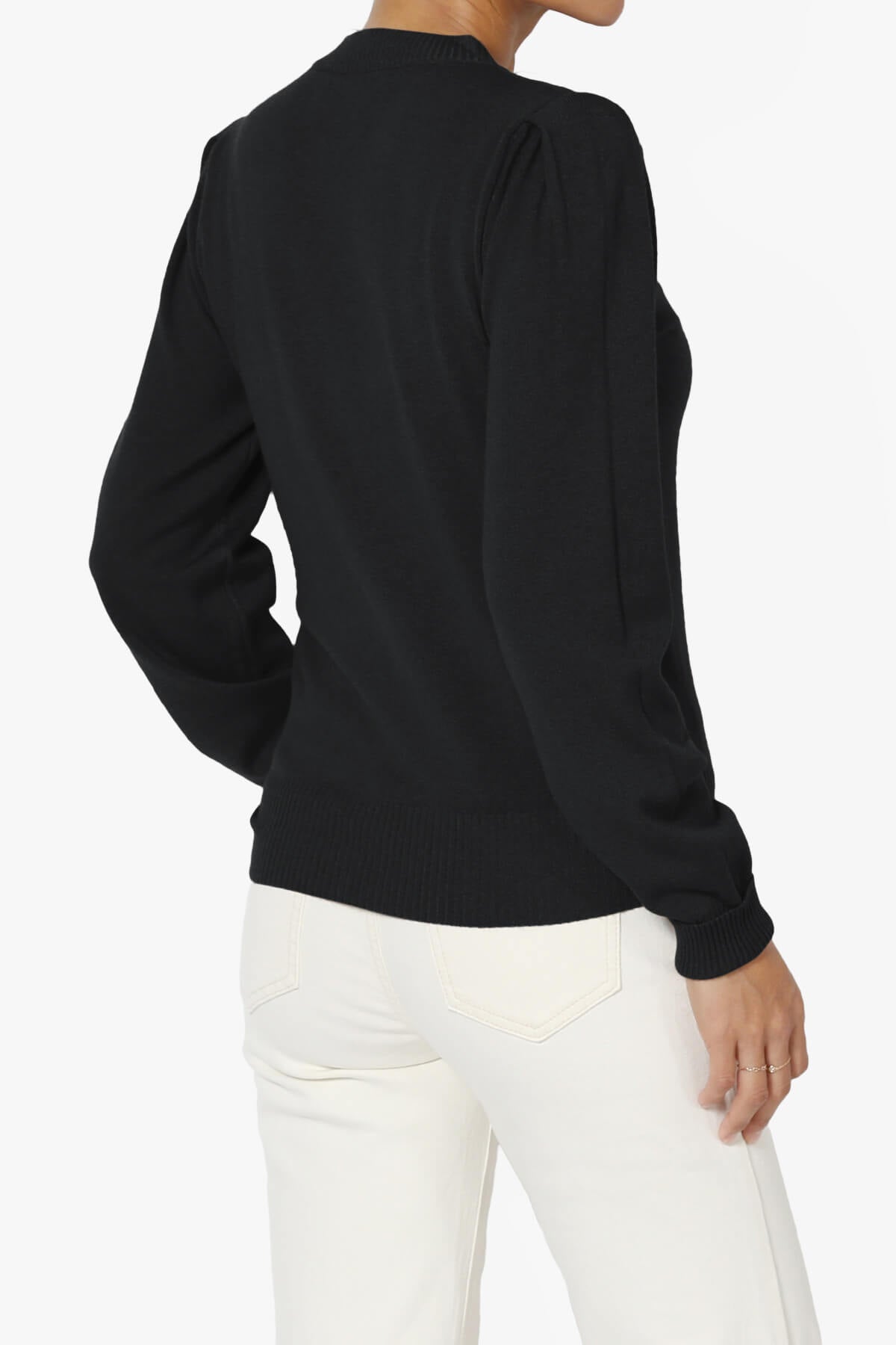 Bcarina Pleated Shoulder Crew Neck Sweater BLACK_4