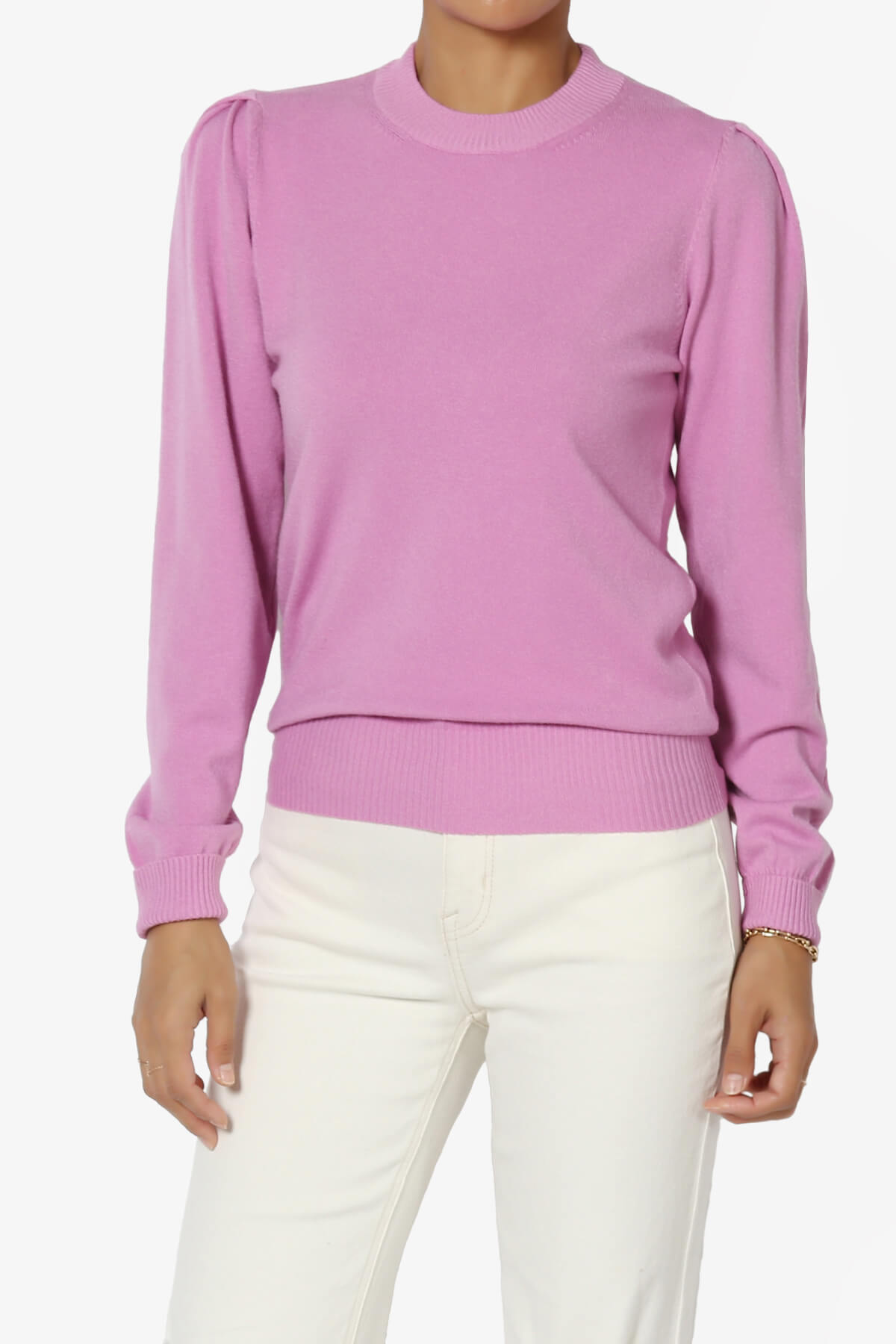 Bcarina Pleated Shoulder Crew Neck Sweater MAUVE_1