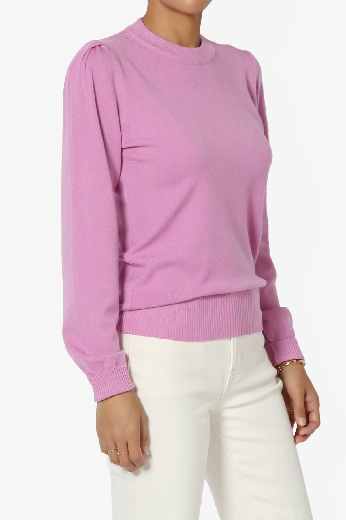 Bcarina Pleated Shoulder Crew Neck Sweater MAUVE_3