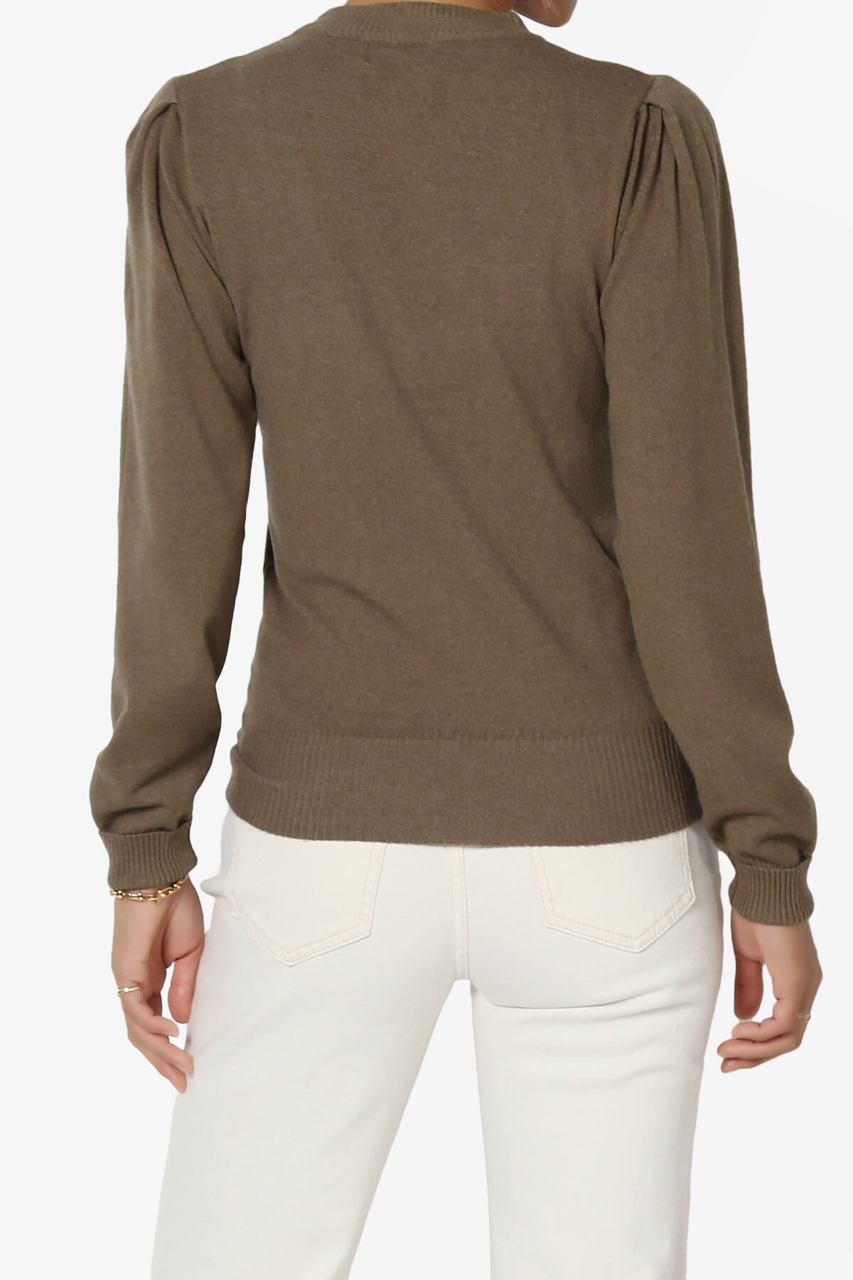 Bcarina Pleated Shoulder Crew Neck Sweater MOCHA_2