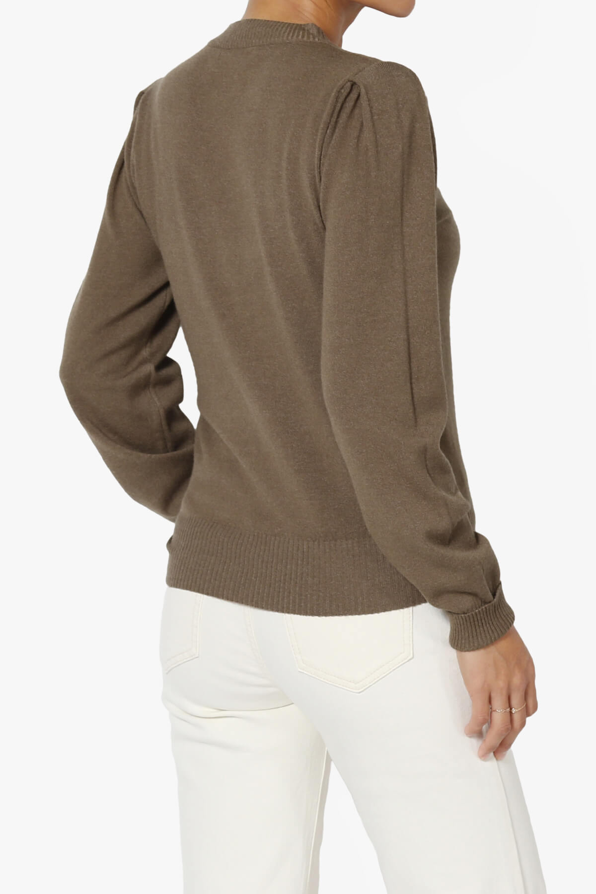 Bcarina Pleated Shoulder Crew Neck Sweater MOCHA_4