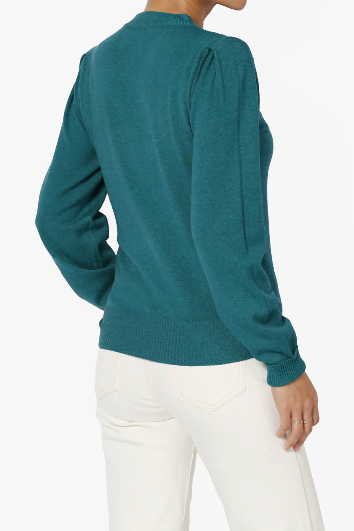 Bcarina Pleated Shoulder Crew Neck Sweater OCEAN TEAL_4