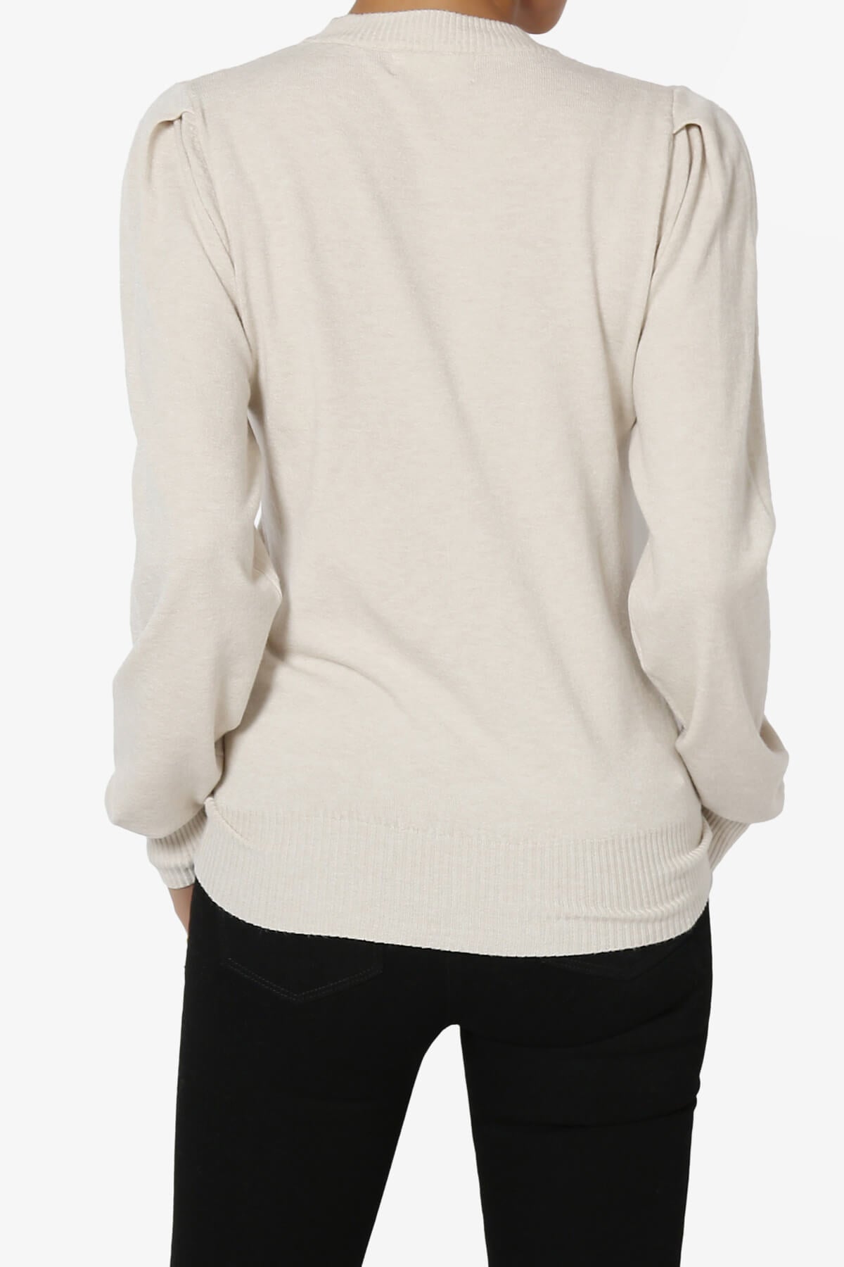 Bcarina Pleated Shoulder Crew Neck Sweater SAND BEIGE_2