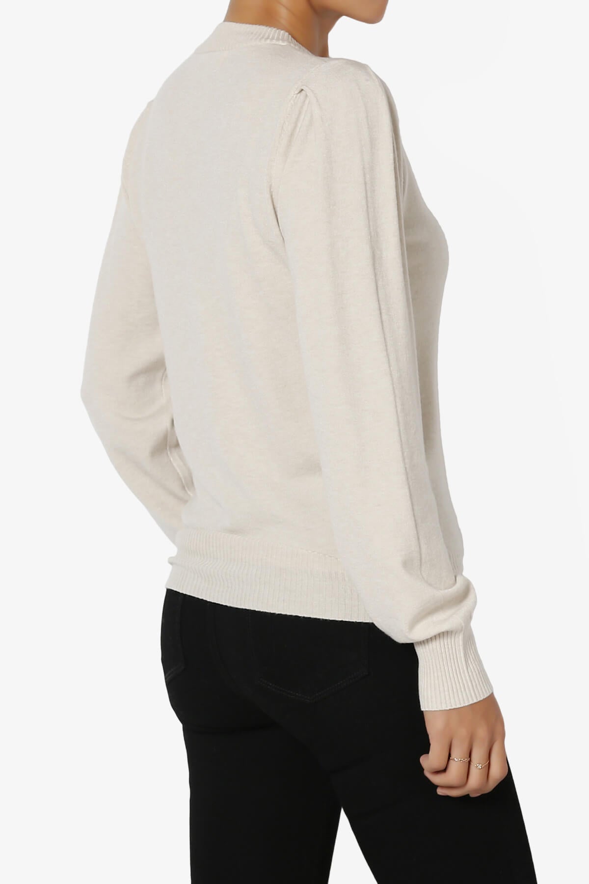 Bcarina Pleated Shoulder Crew Neck Sweater SAND BEIGE_4