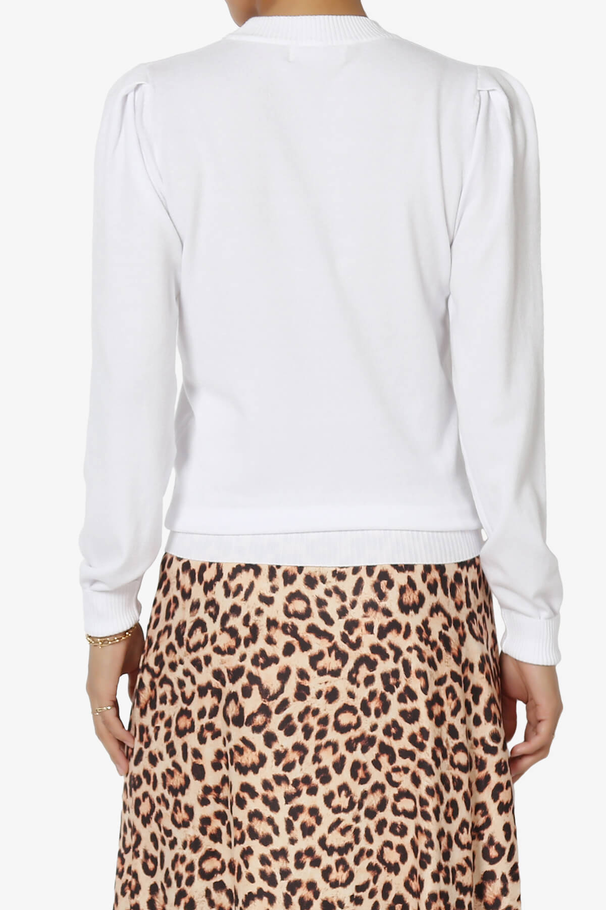 Bcarina Pleated Shoulder Crew Neck Sweater WHITE_2