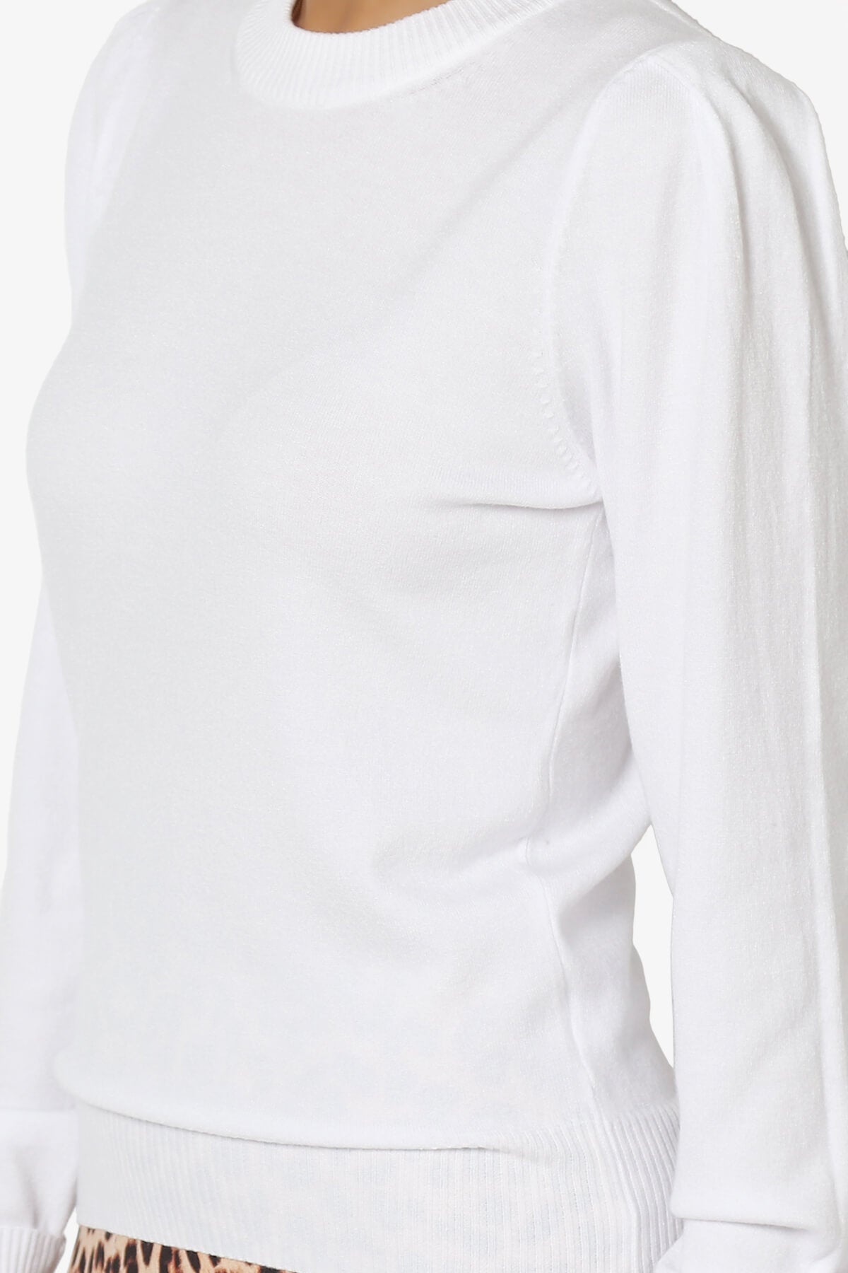 Bcarina Pleated Shoulder Crew Neck Sweater WHITE_5