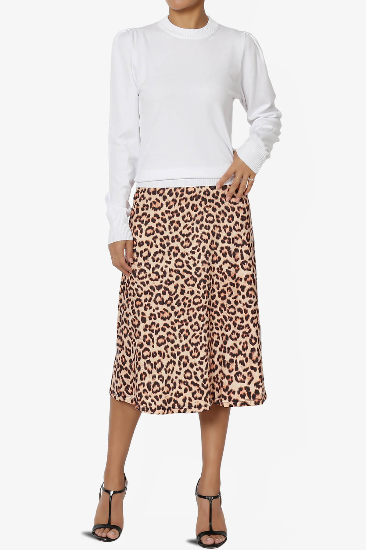 Bcarina Pleated Shoulder Crew Neck Sweater WHITE_6