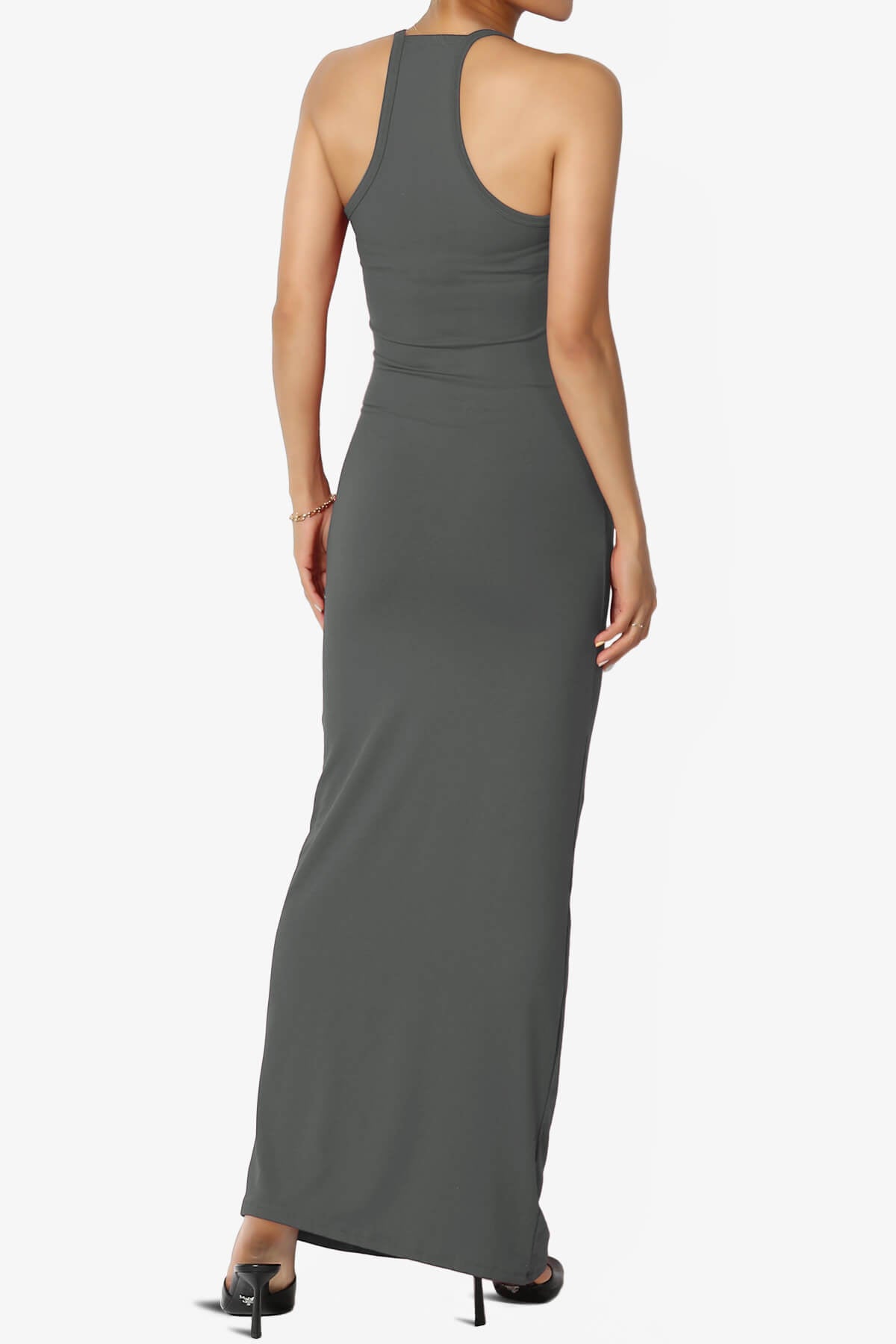 Berlin Stretch Silky Knit Cami Maxi Dress ASH GREY_2