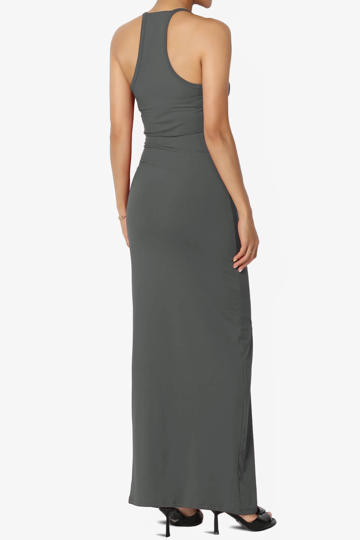 Berlin Stretch Silky Knit Cami Maxi Dress ASH GREY_4