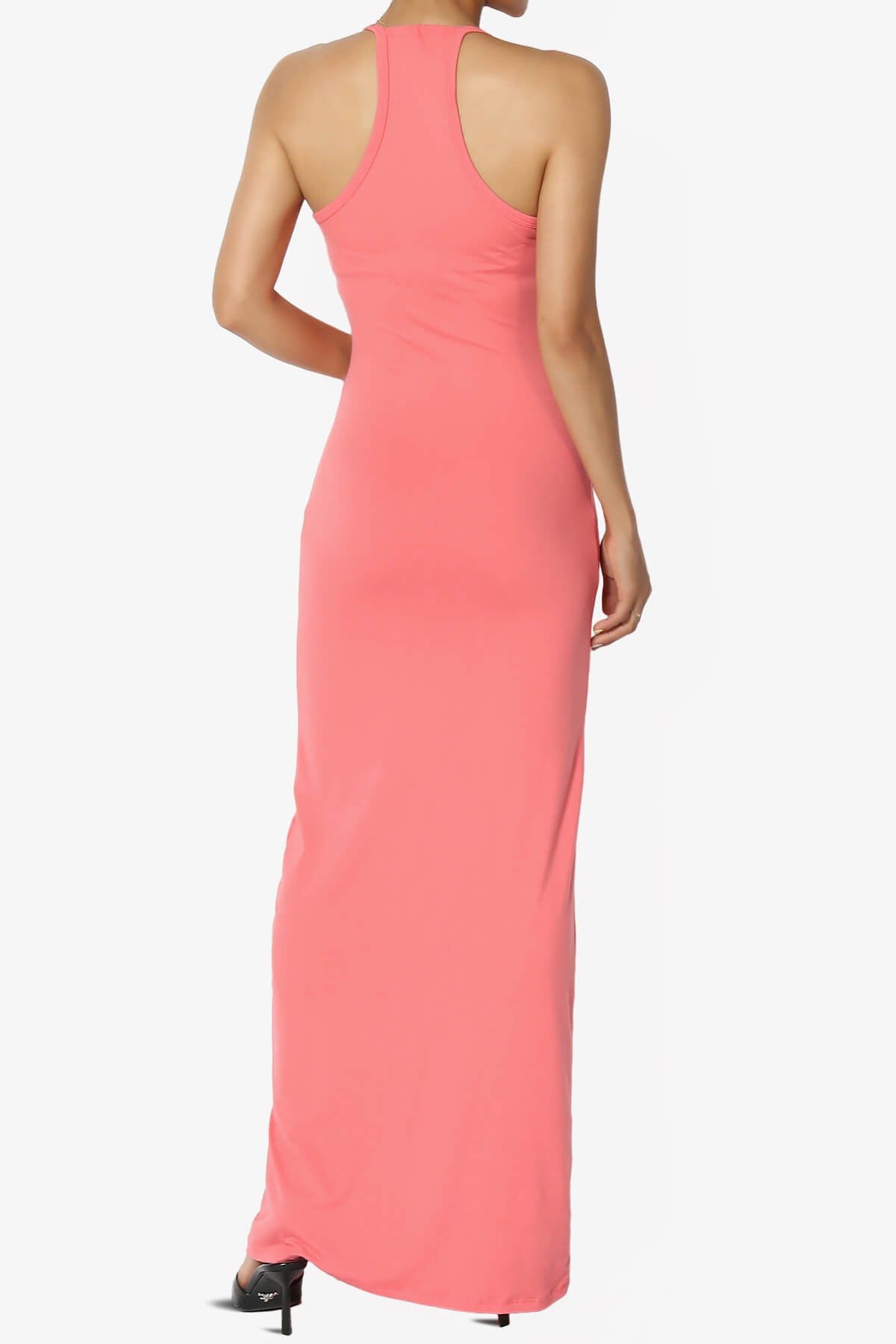 Berlin Stretch Silky Knit Cami Maxi Dress CORAL_2