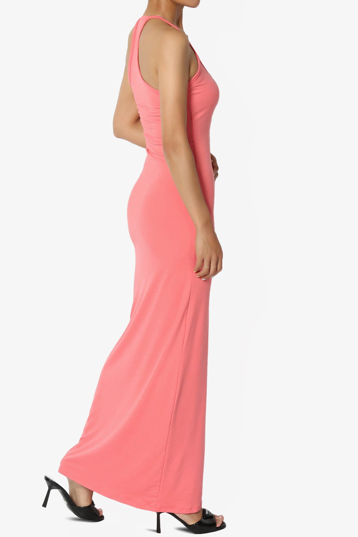 Berlin Stretch Silky Knit Cami Maxi Dress CORAL_4