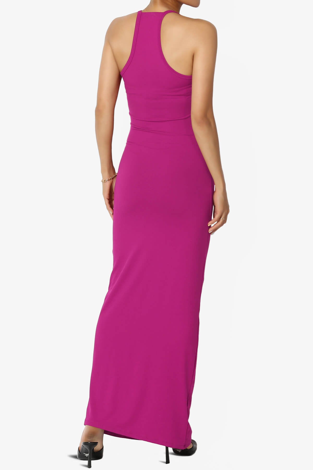 Berlin Stretch Silky Knit Cami Maxi Dress MAGENTA_2