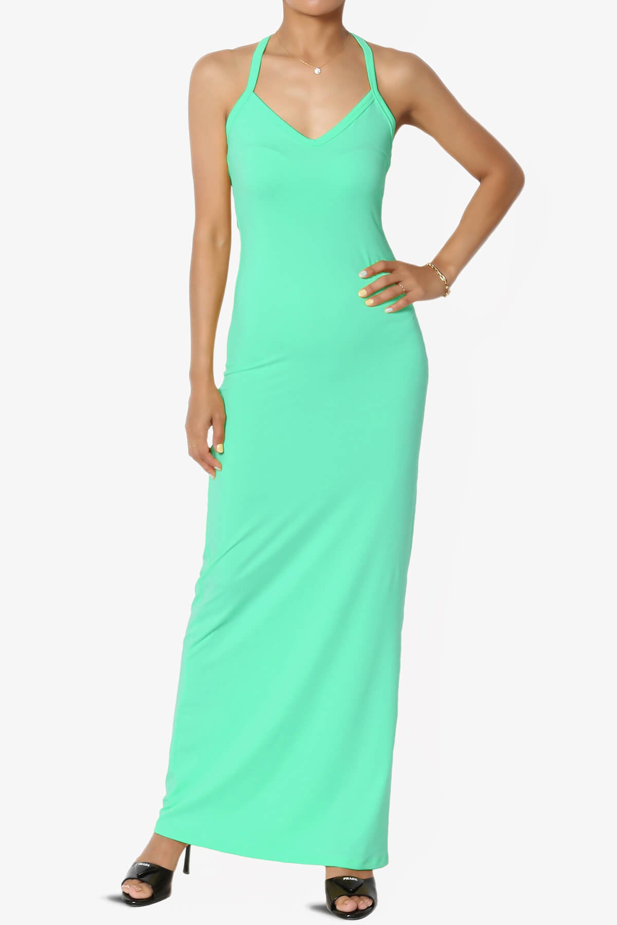 Berlin Stretch Silky Knit Cami Maxi Dress MINT_1
