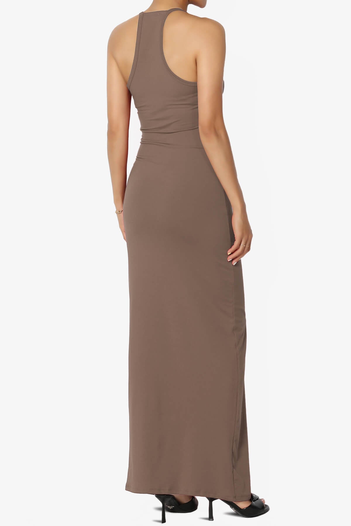 Berlin Stretch Silky Knit Cami Maxi Dress MOCHA_4
