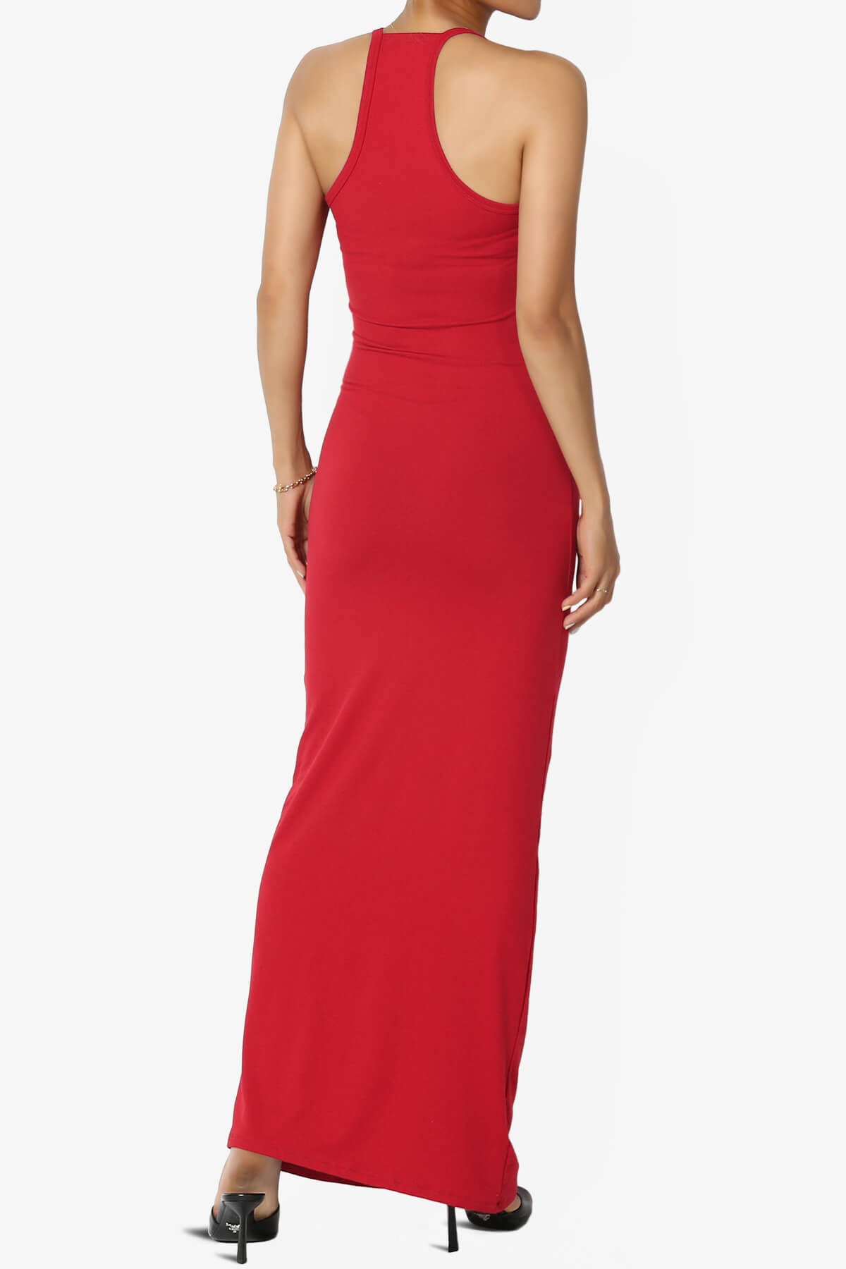 Berlin Stretch Silky Knit Cami Maxi Dress RED_2