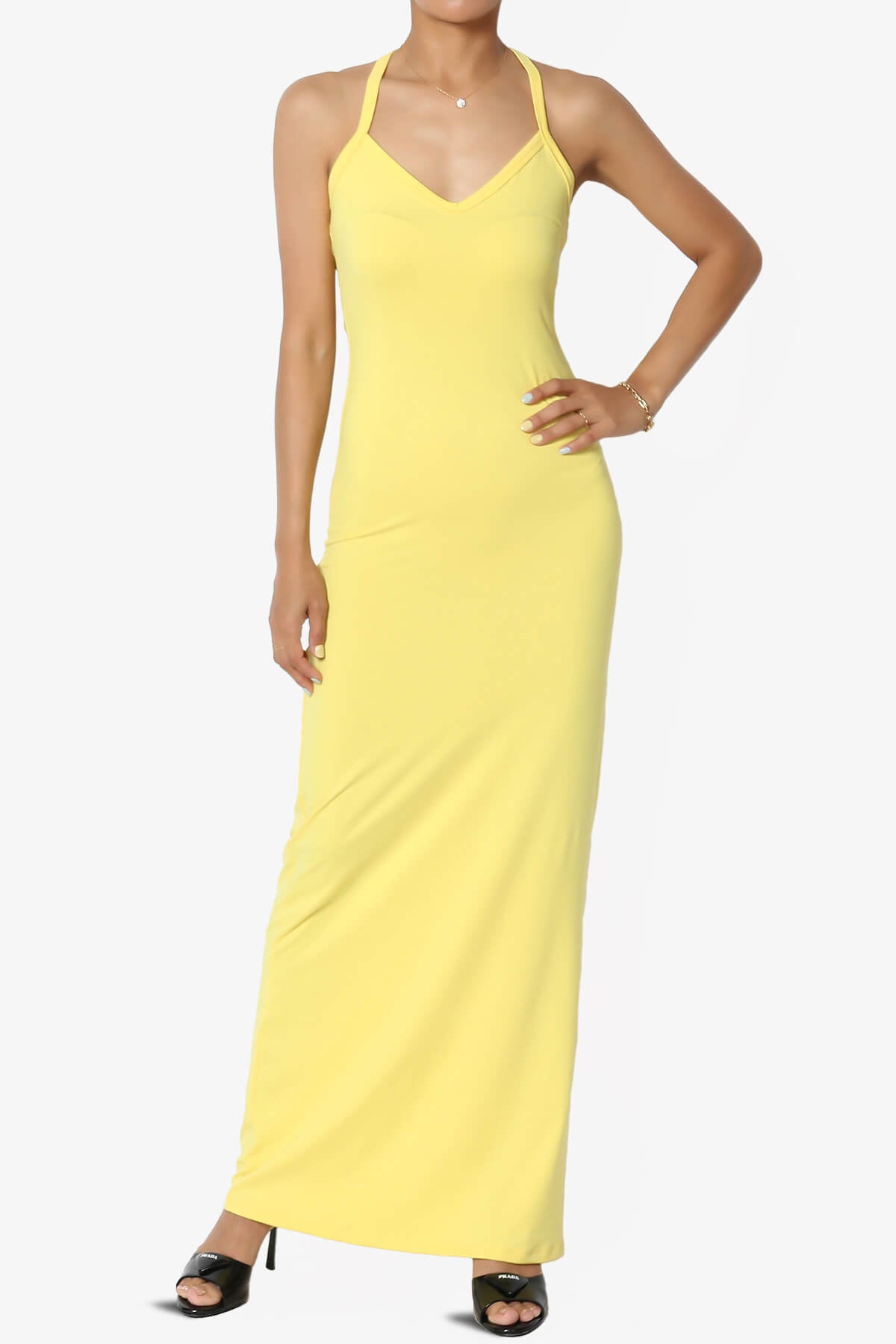 Berlin Stretch Silky Knit Cami Maxi Dress YELLOW_1