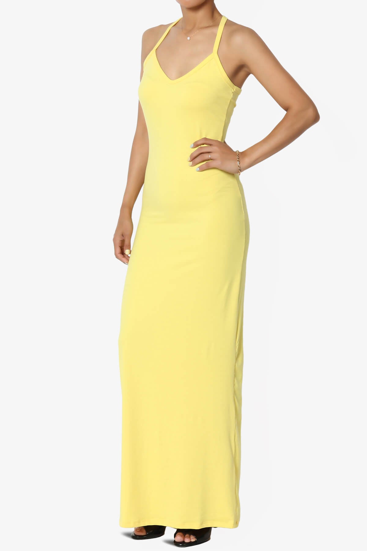 Berlin Stretch Silky Knit Cami Maxi Dress YELLOW_3
