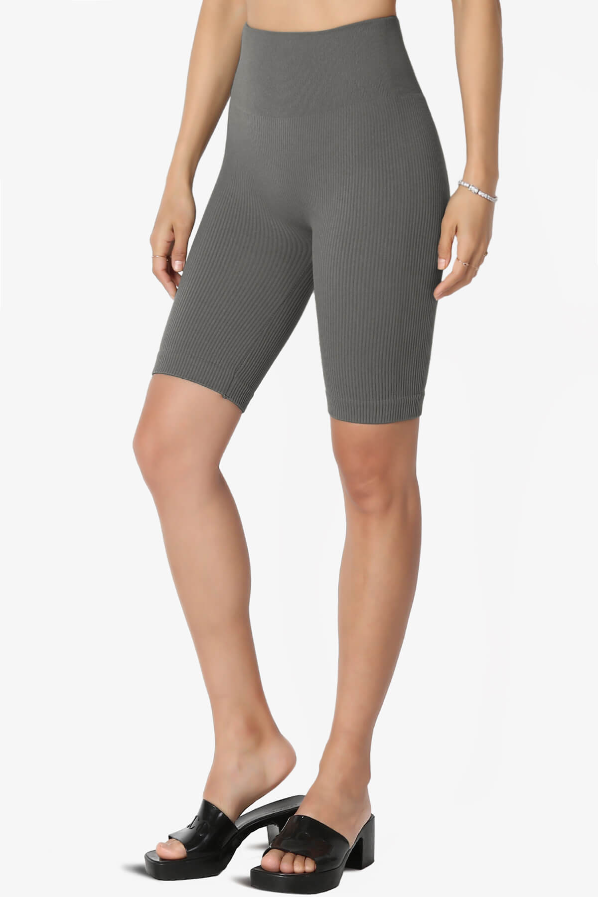 Billion Compression Ribbed Seamless Biker Shorts ASH GREY_3