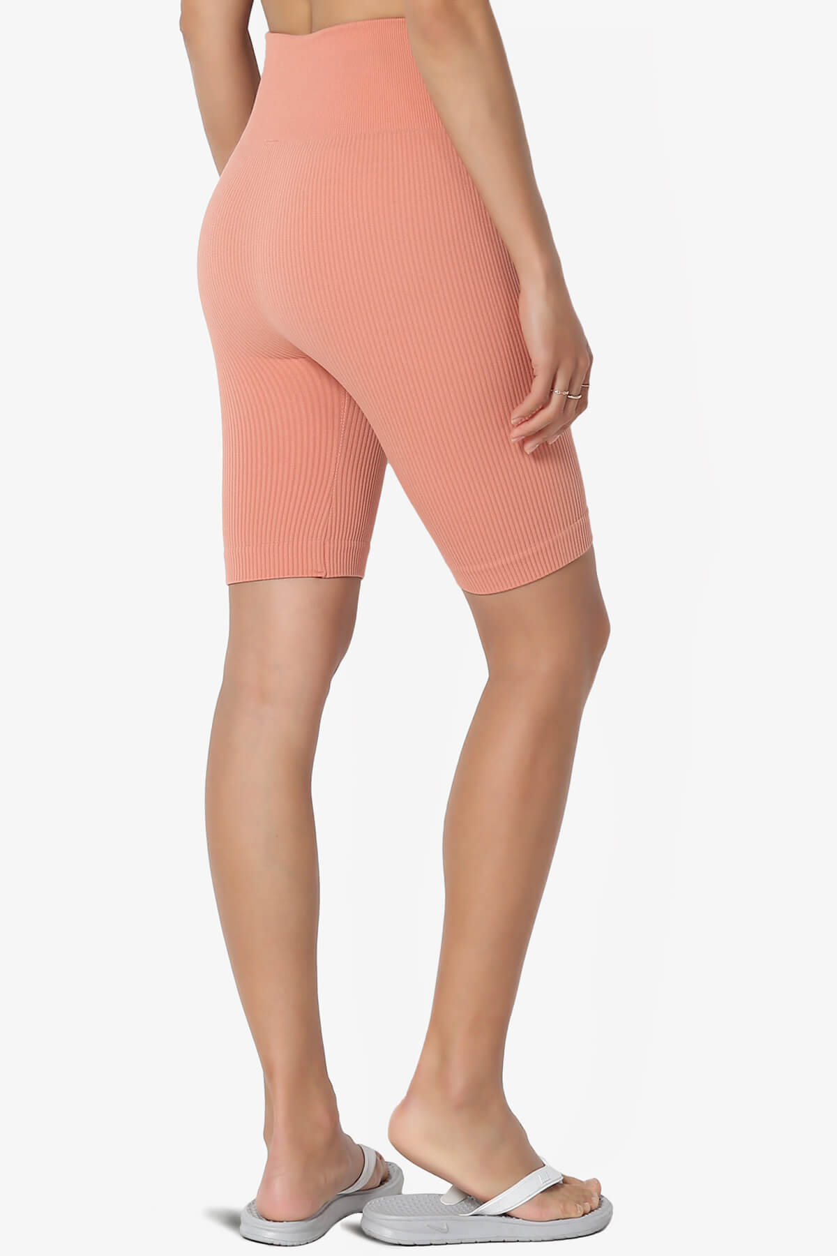 Billion Compression Ribbed Seamless Biker Shorts ASH ROSE_4