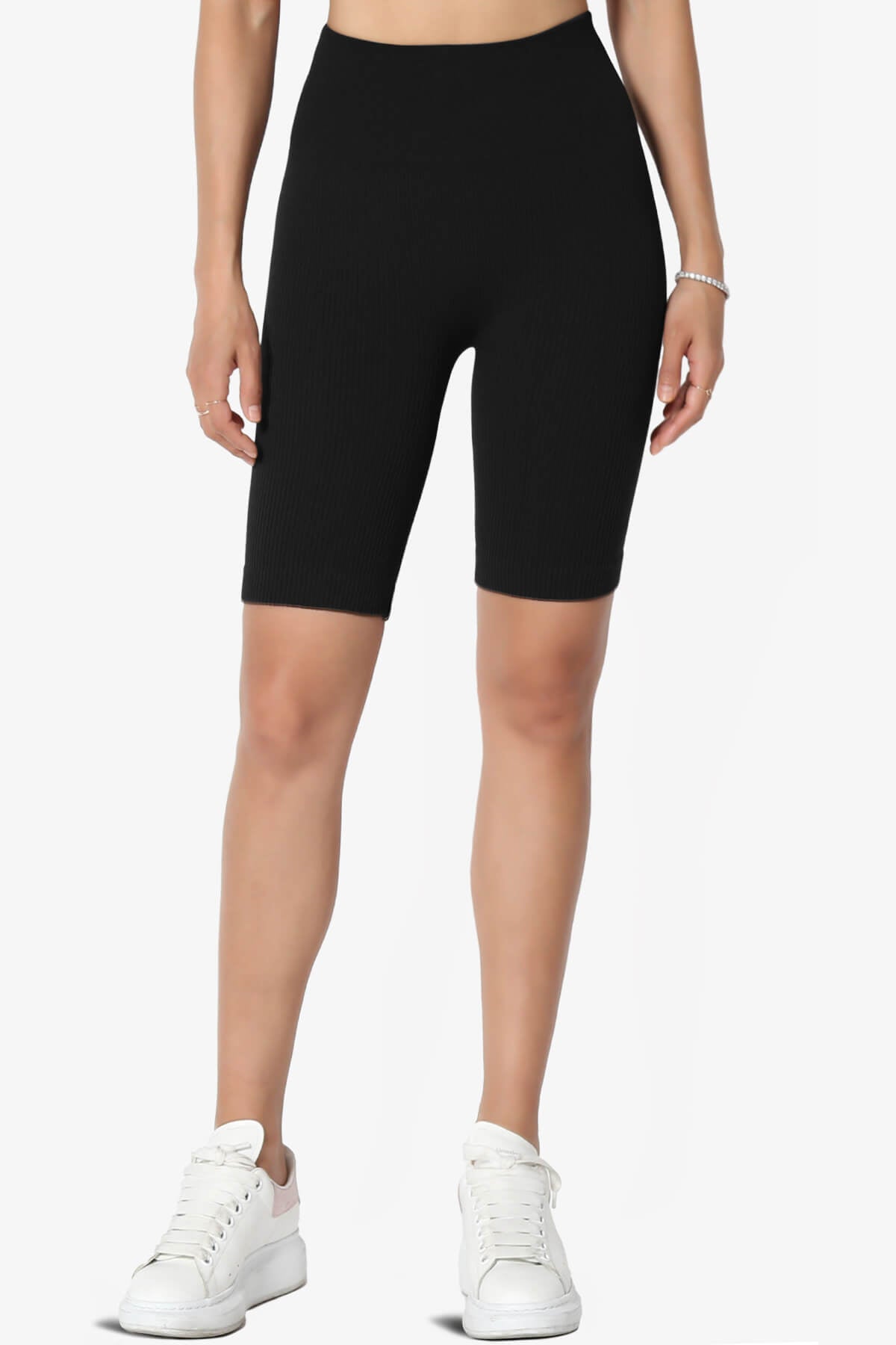 Billion Compression Ribbed Seamless Biker Shorts BLACK_1