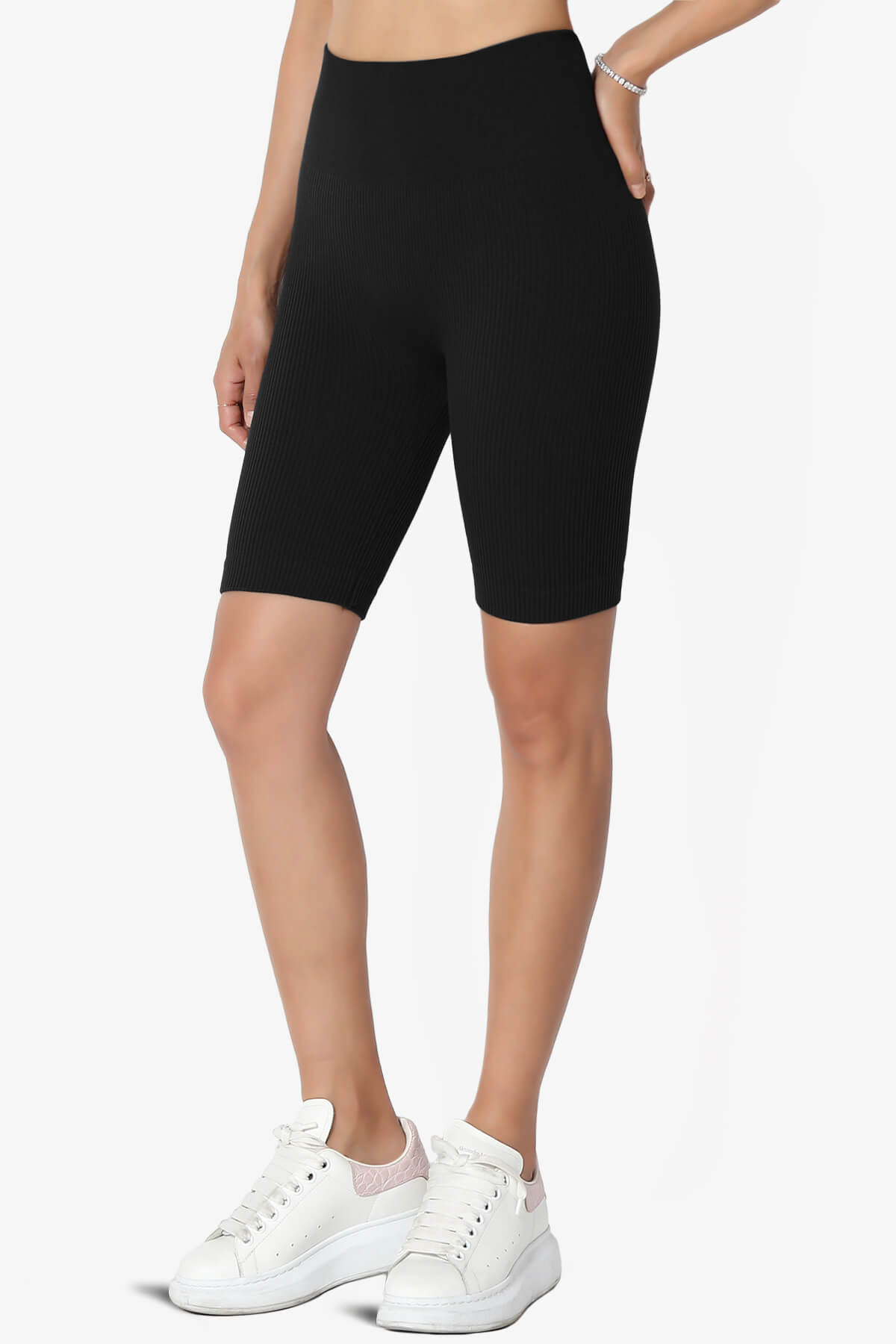 Billion Compression Ribbed Seamless Biker Shorts BLACK_3