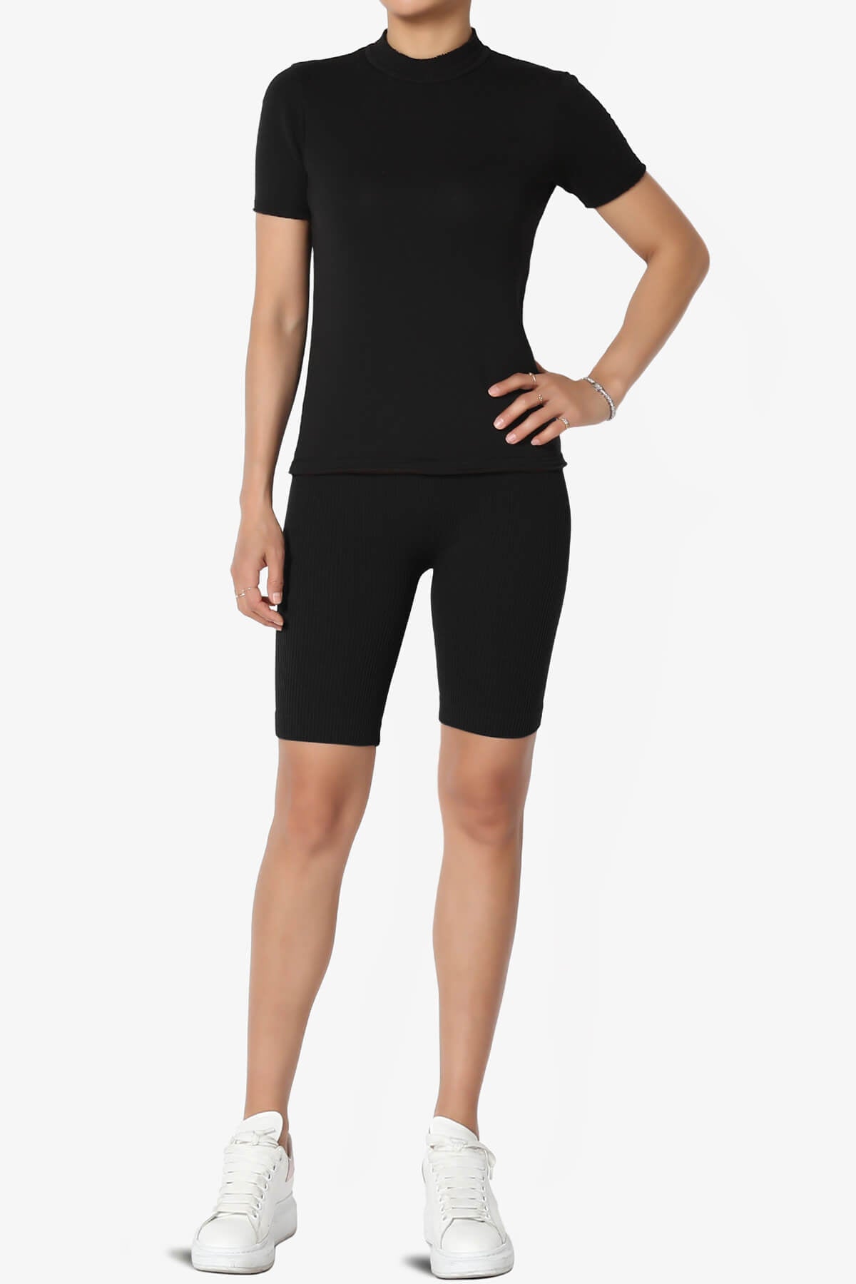 Billion Compression Ribbed Seamless Biker Shorts BLACK_6
