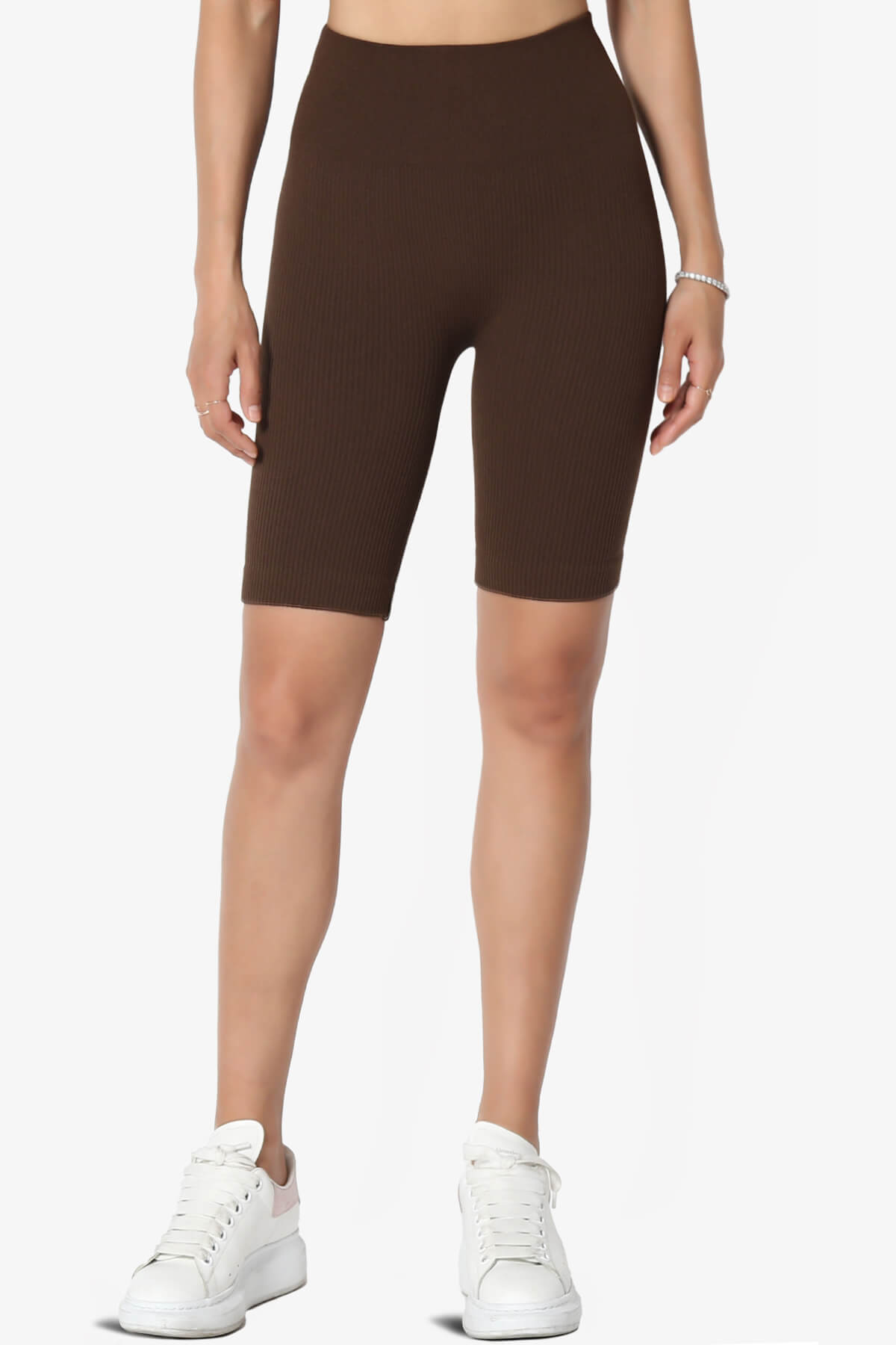 Billion Compression Ribbed Seamless Biker Shorts BROWN_1
