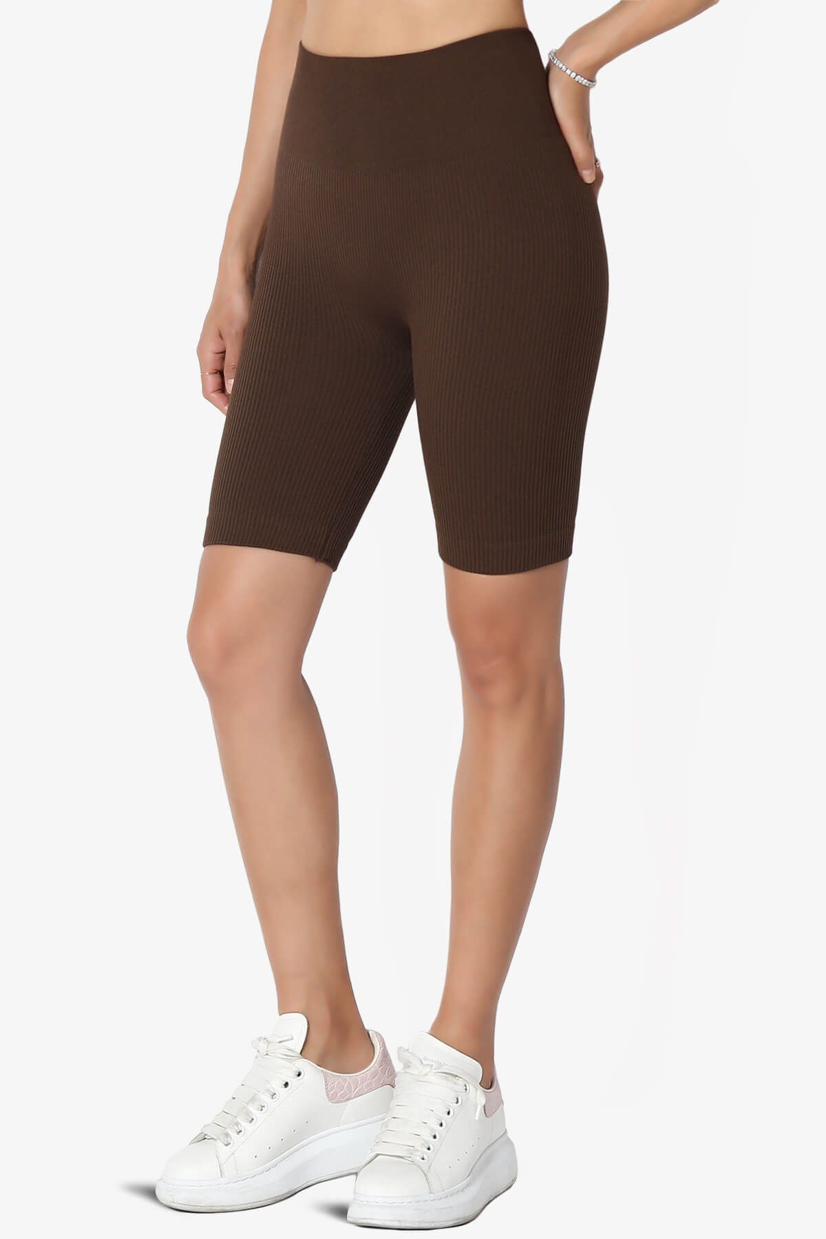 Billion Compression Ribbed Seamless Biker Shorts BROWN_3