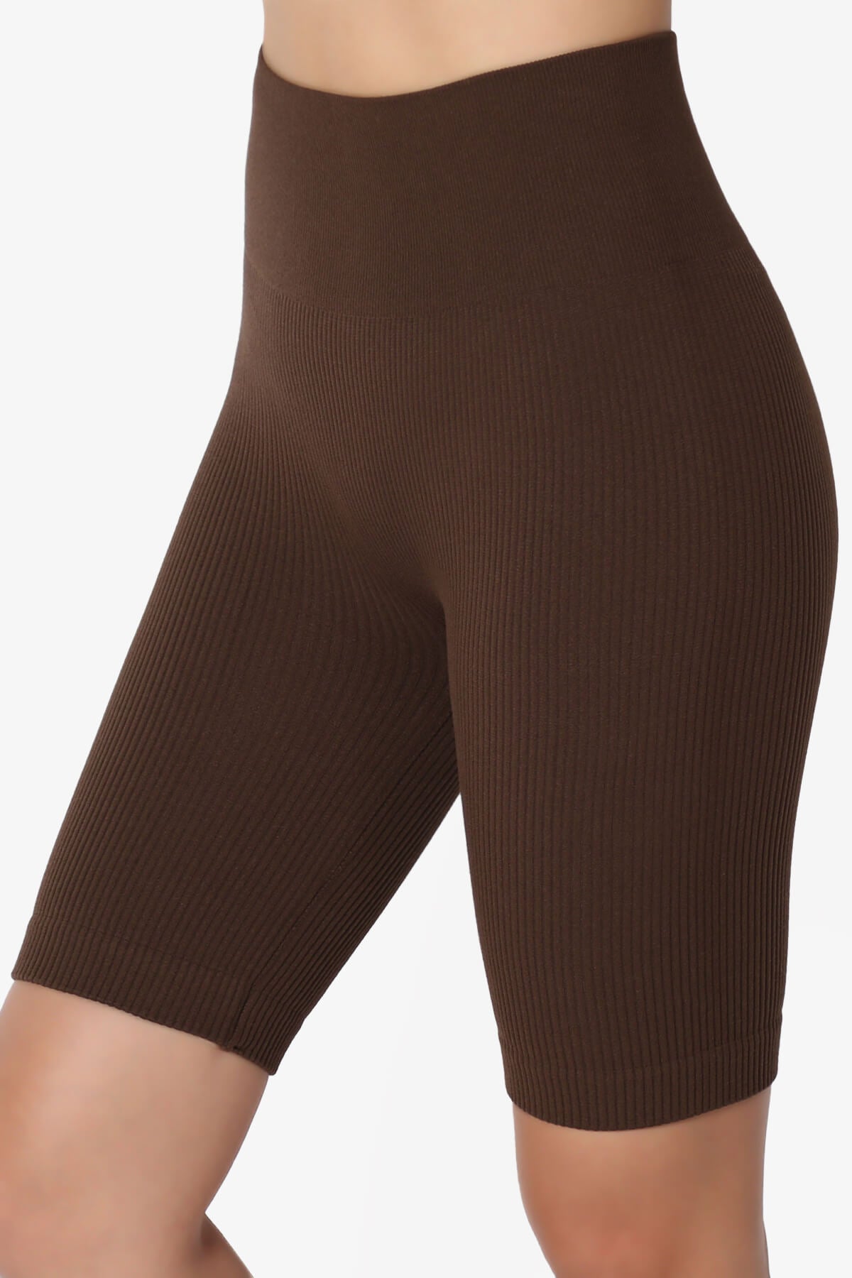 Billion Compression Ribbed Seamless Biker Shorts BROWN_5