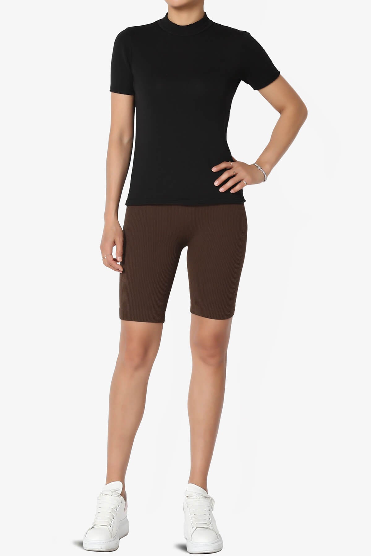 Billion Compression Ribbed Seamless Biker Shorts BROWN_6