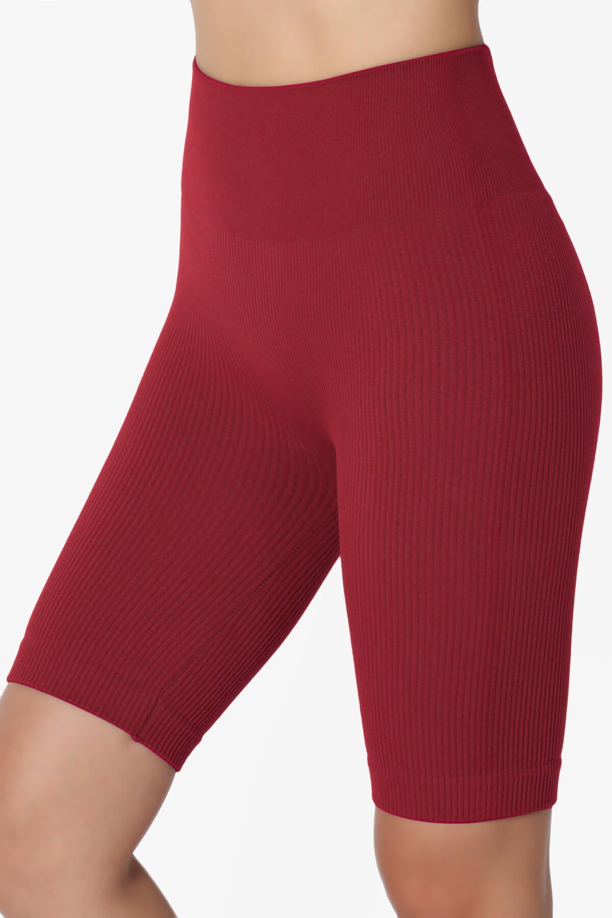 Billion Compression Ribbed Seamless Biker Shorts BURGUNDY_5