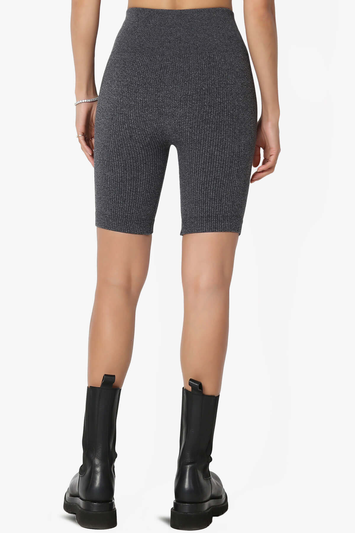 Billion Compression Ribbed Seamless Biker Shorts CHARCOAL_2