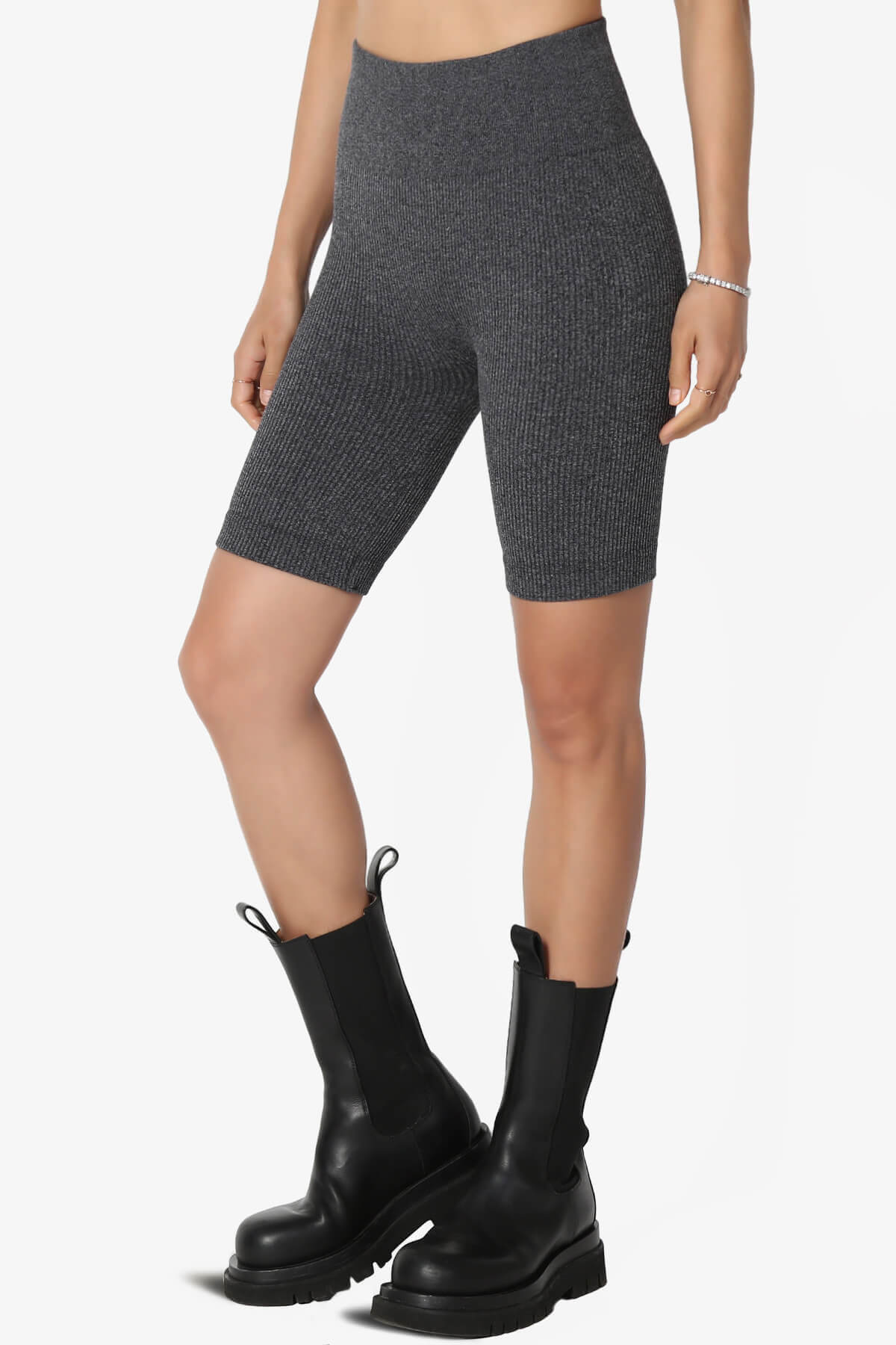 Billion Compression Ribbed Seamless Biker Shorts CHARCOAL_3