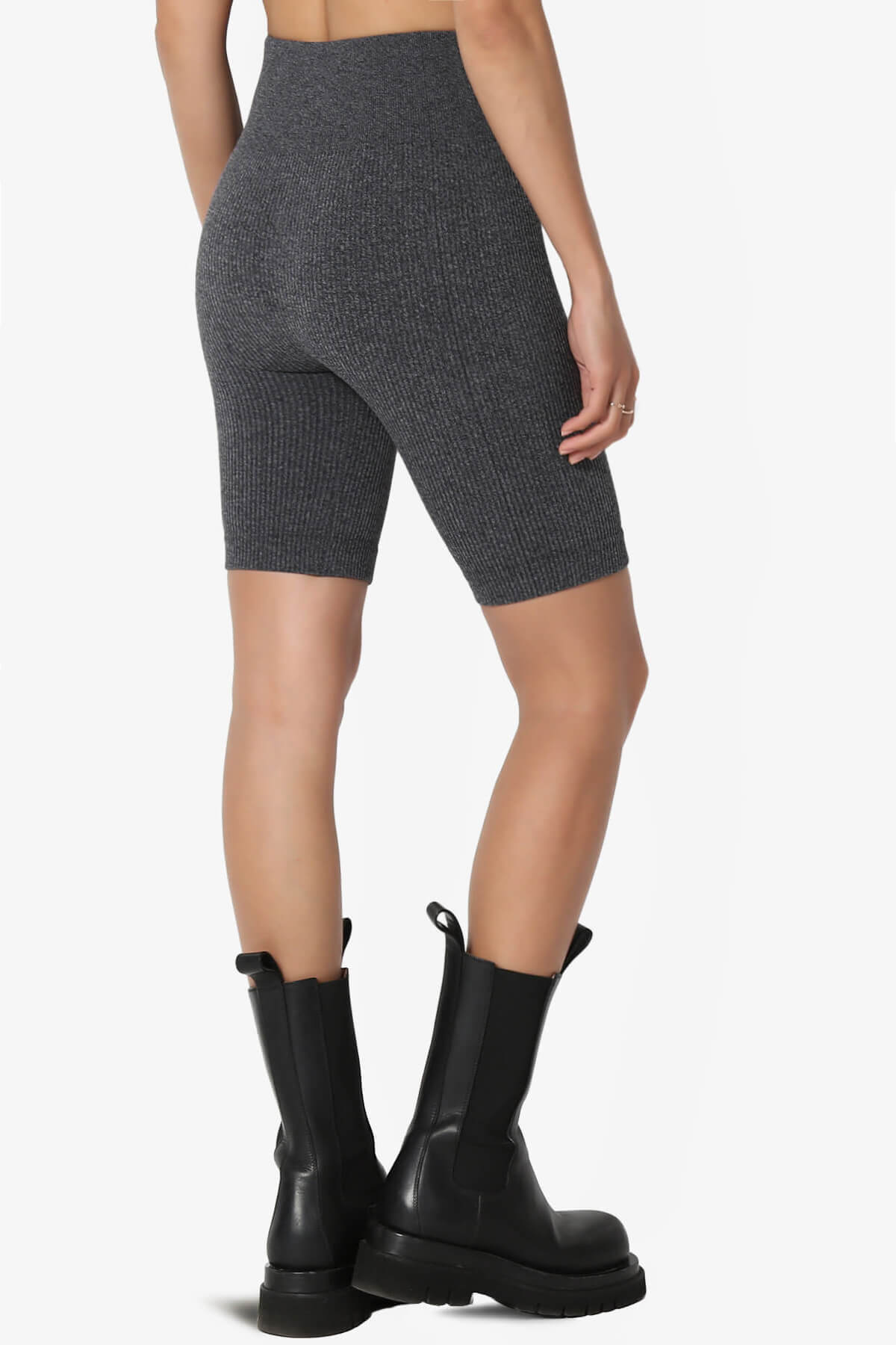 Billion Compression Ribbed Seamless Biker Shorts CHARCOAL_4
